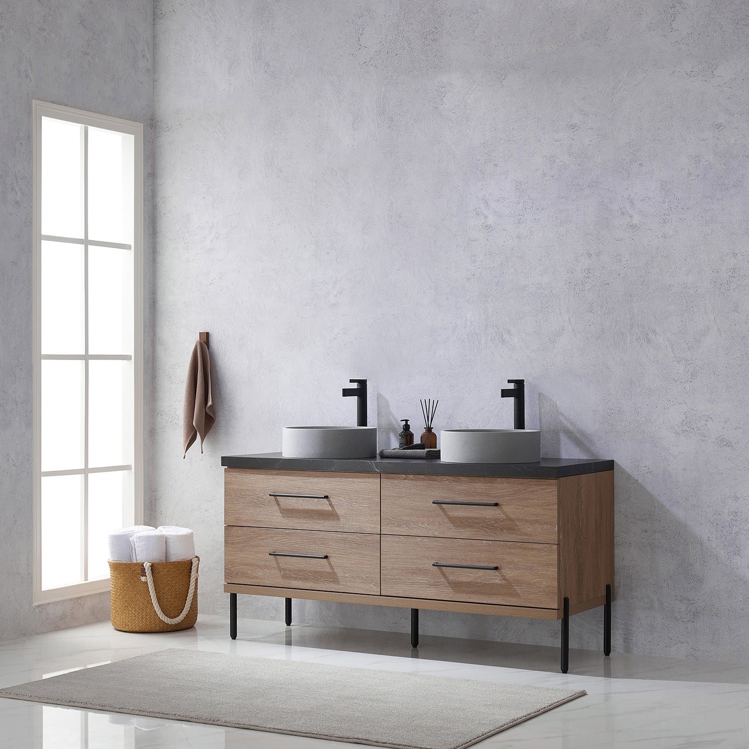Trento Bath Vanity with Sintered Stone Top with Concrete Sink (C)