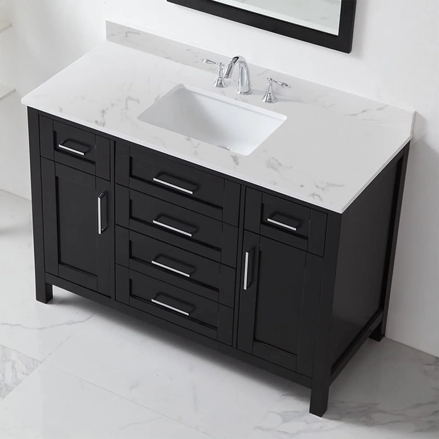 PROOX Bath Cultured Marble Vanity Top Undermount Rectangle Sink Backsplash Included