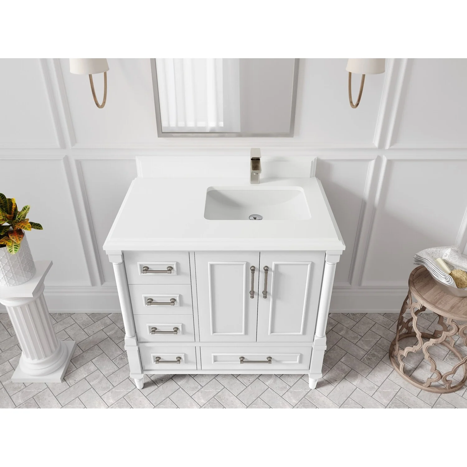 Willow Collections 36 in. W x 22 in. D Aberdeen Right Offset Sink Bathroom Vanity with Countertop
