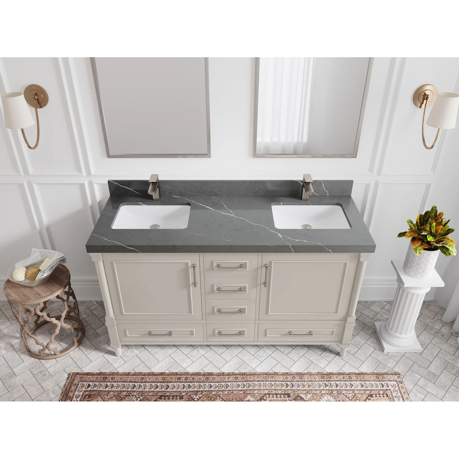 Willow Collections 60 in. W x 22 in. D Aberdeen Double Sink Bathroom Vanity with Countertop
