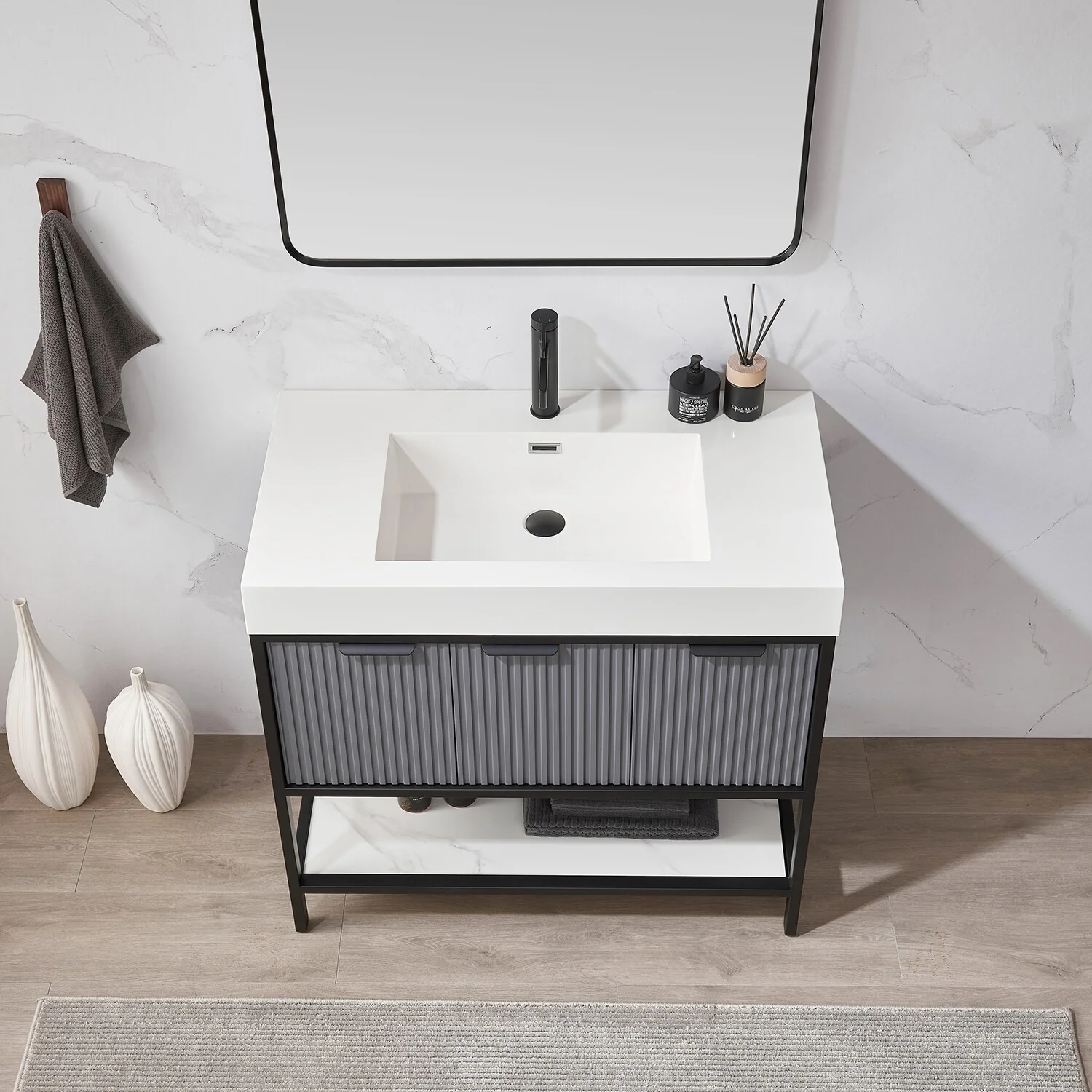 Marcilla 36 in. Single Sink Bath Vanity with Stone Sink Top