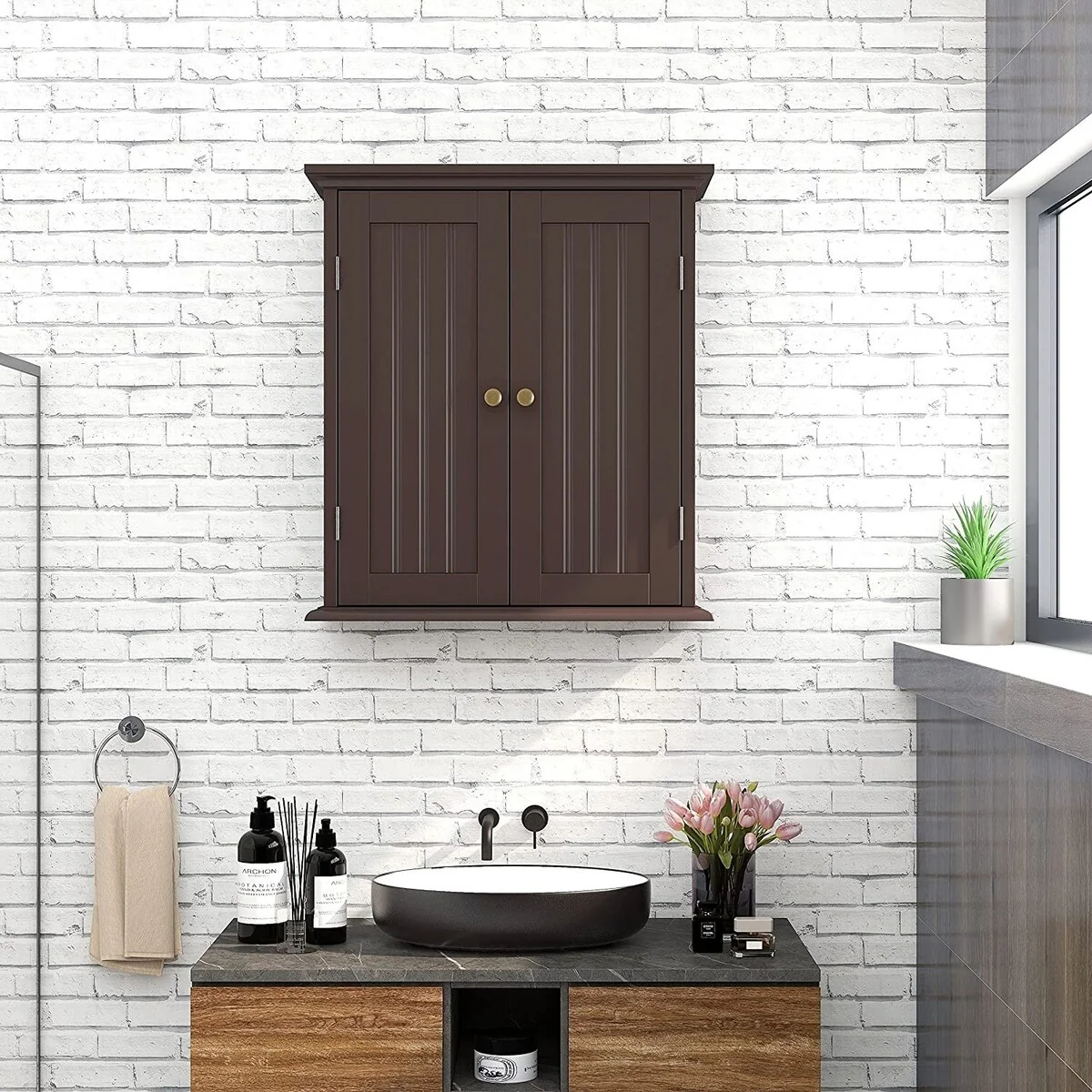 Bathroom Wall Cabinet with 2 Doors and Adjustable shelves