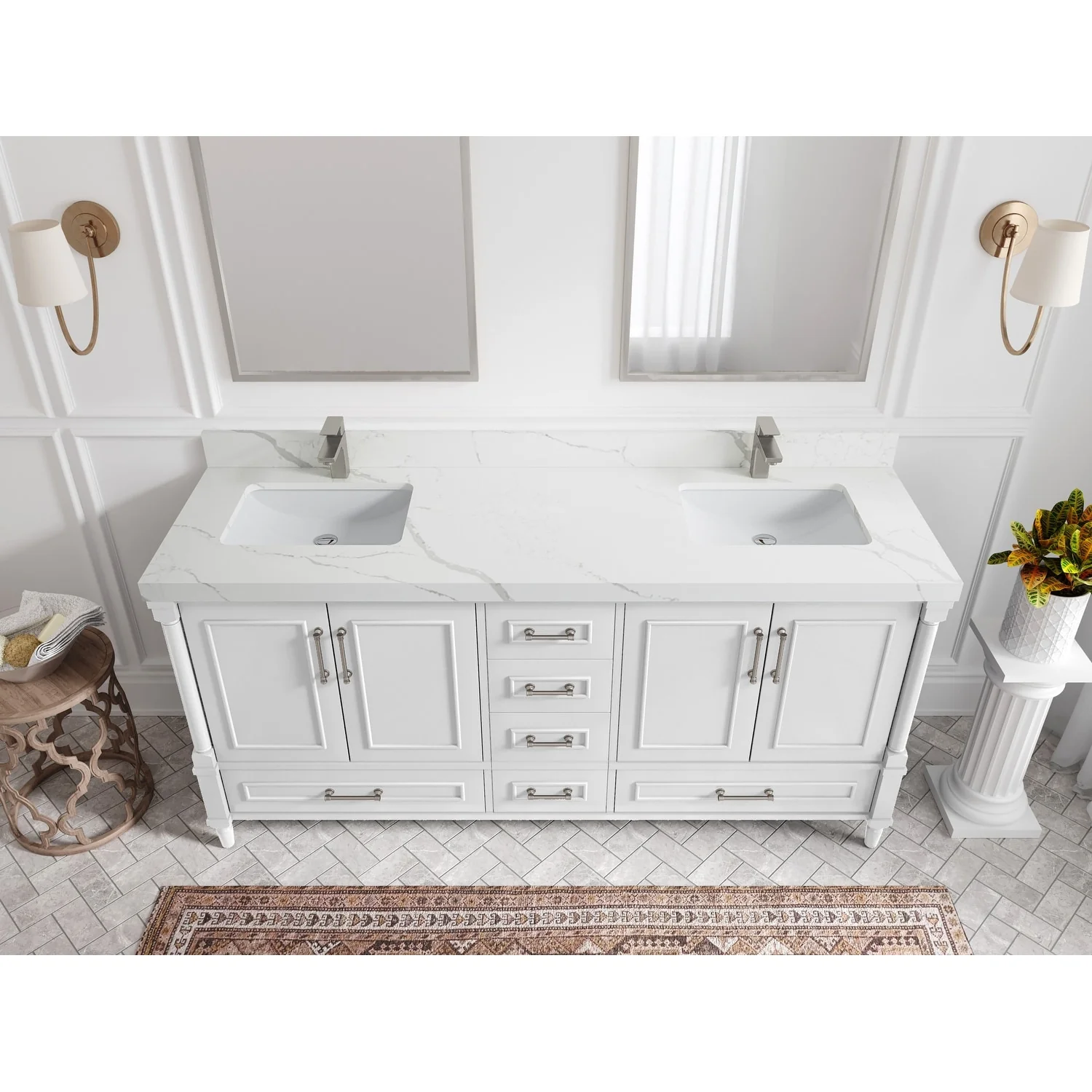 Willow Collections 72 in. W x 22 in. D Aberdeen Double Sink Bathroom Vanity with Countertops