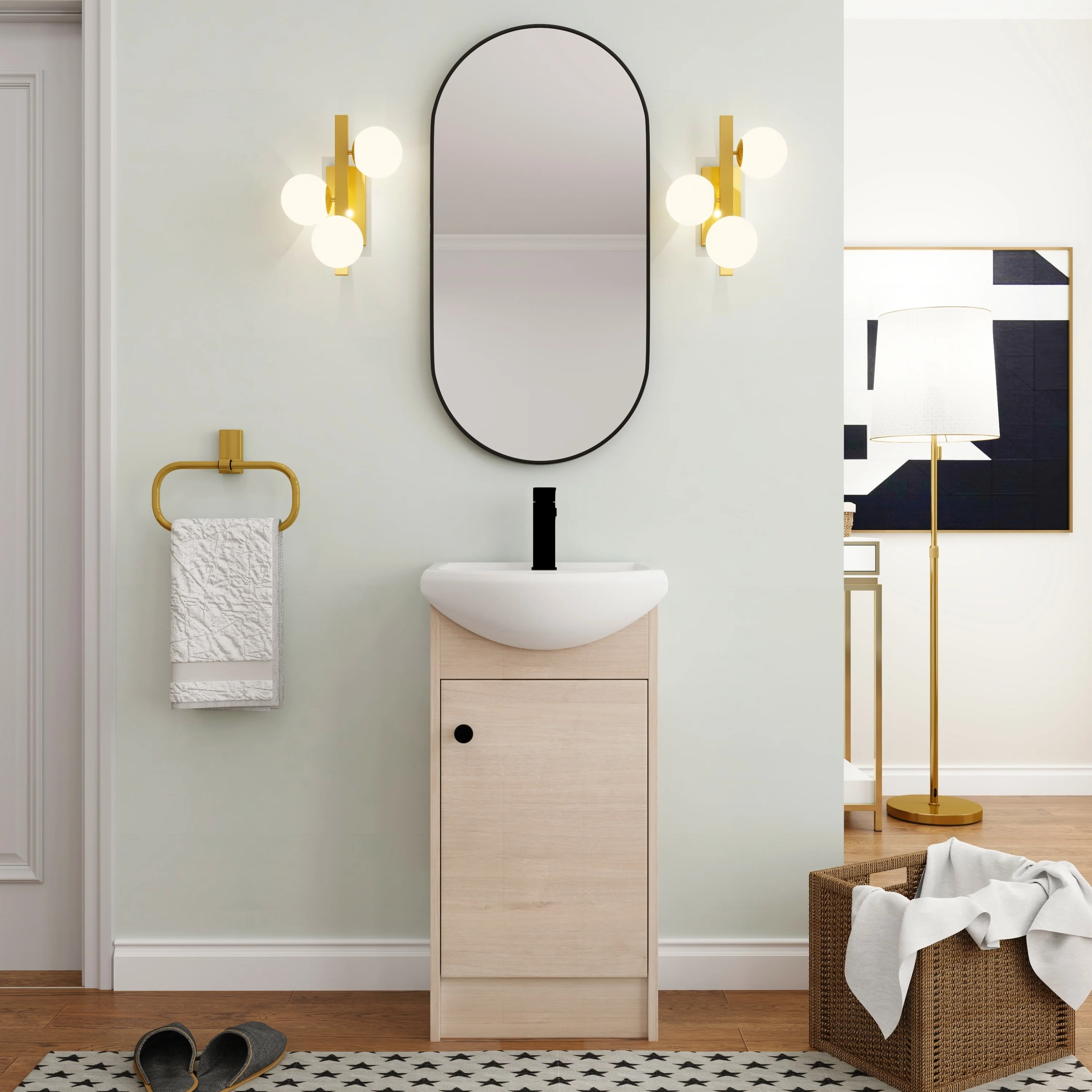 BNK 16/18/23 inch Freestanding/Floating Bathroom Vanity with Single Sink,Powder Room Vanity with Soft Close Door