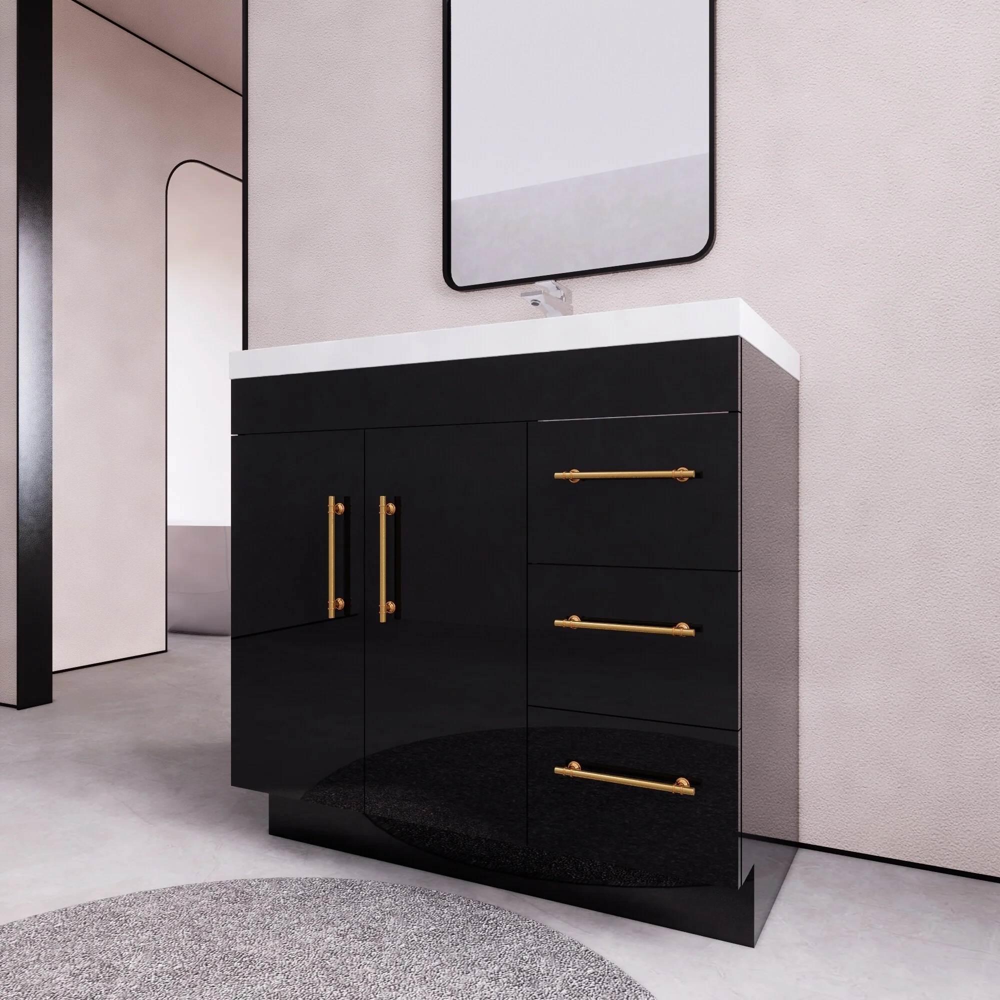 Eliza 36 Freestanding Vanity (Right Drawers) with Single Sink