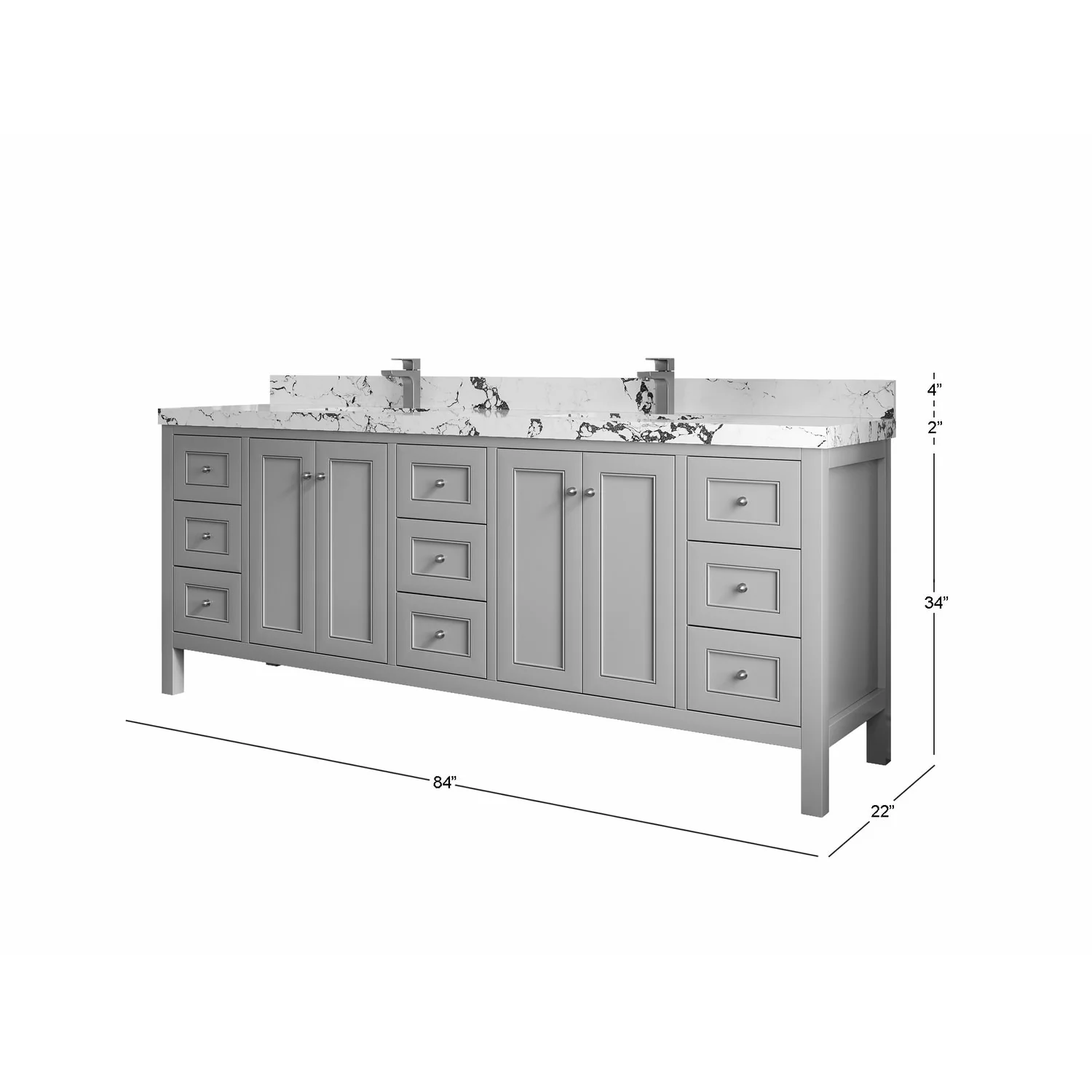 Willow Collections 84 in. W x 22 in. D Nashville Double Bowl Sink Bathroom Vanity with Countertop