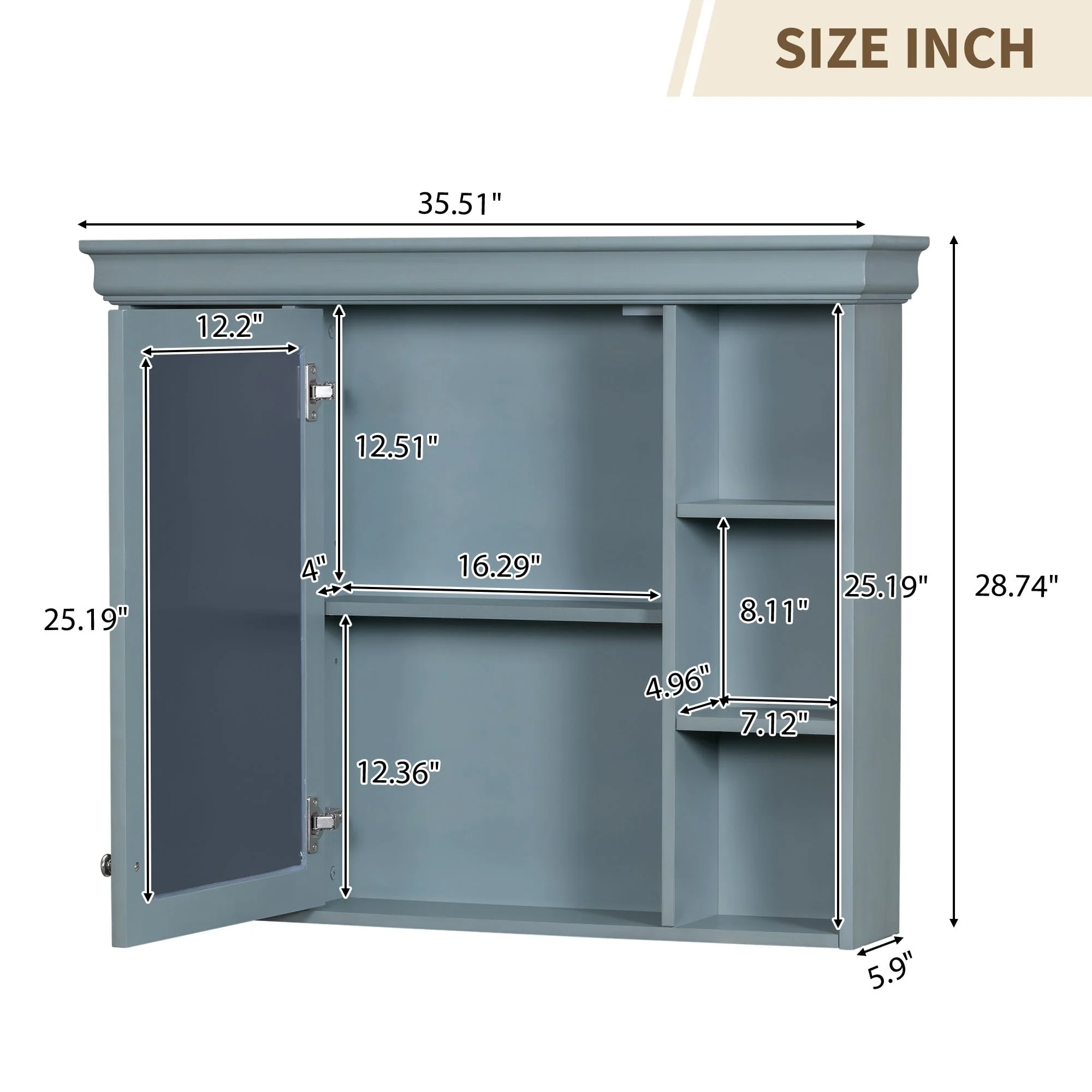 Wall Mounted Bathroom Storage Cabinet with Mirror Door