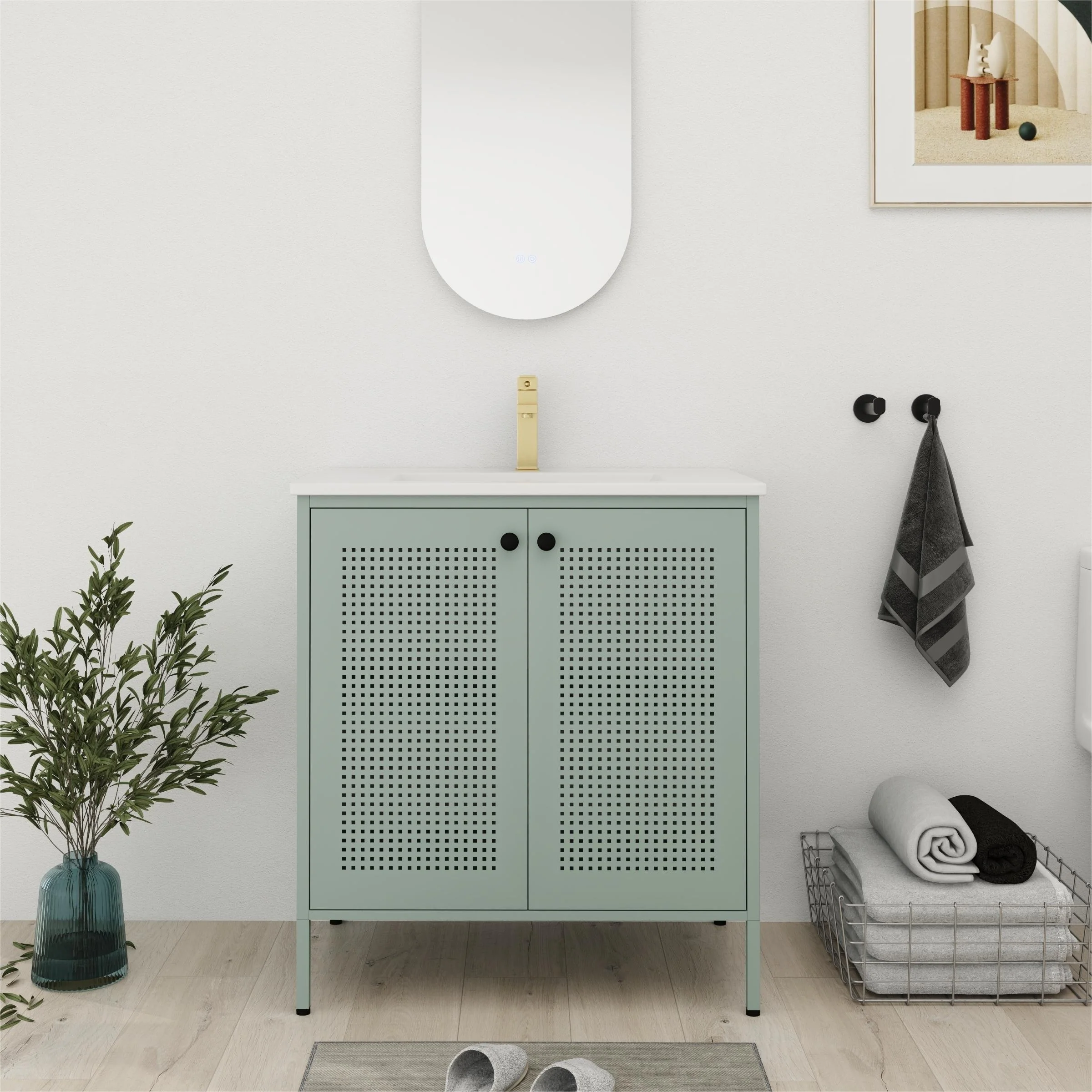 Bathroom Vanity With Sink In 30 Inch, Freestanding Bathroom Vanity With Soft Close Door