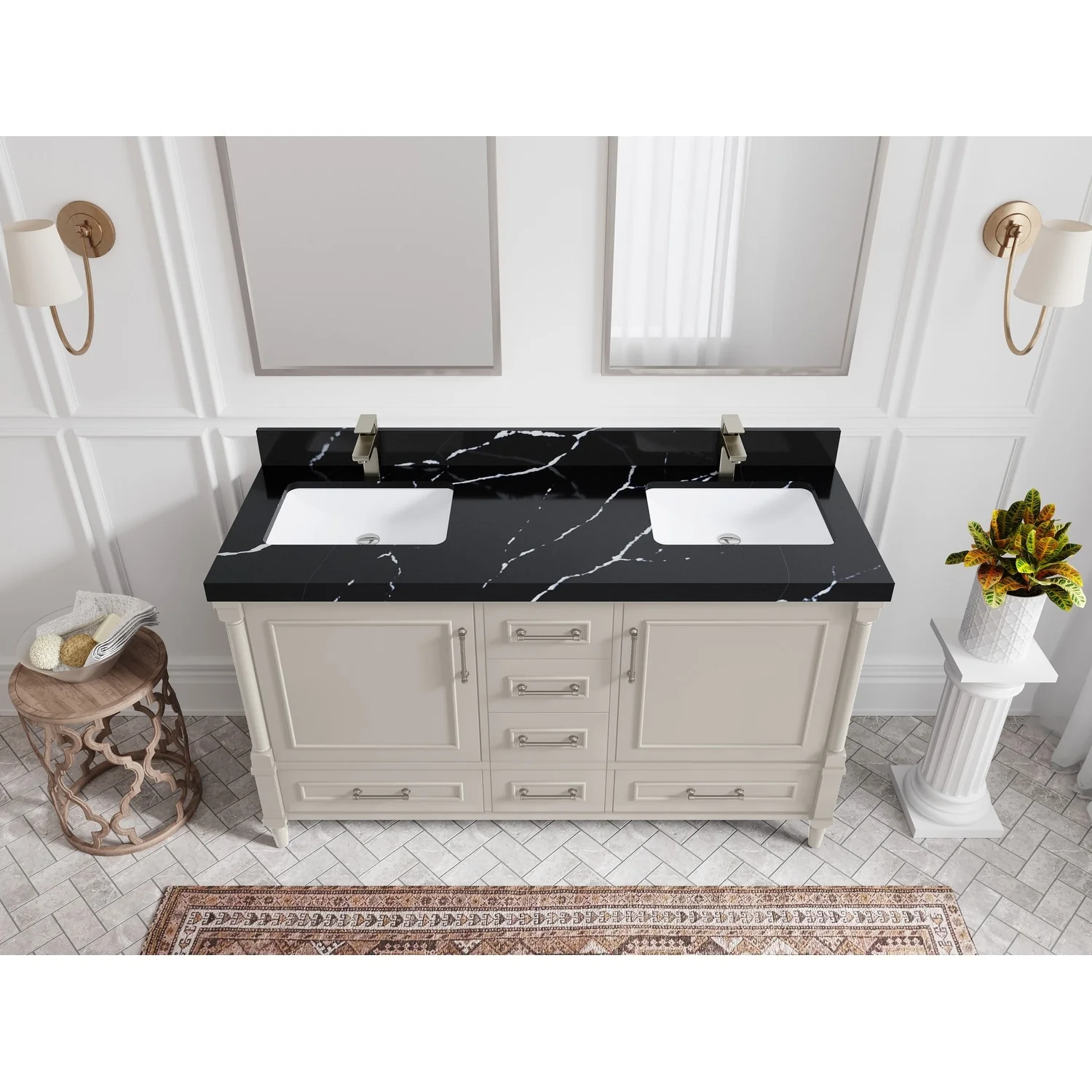 Willow Collections 60 in. W x 22 in. D Aberdeen Double Sink Bathroom Vanity with Countertop