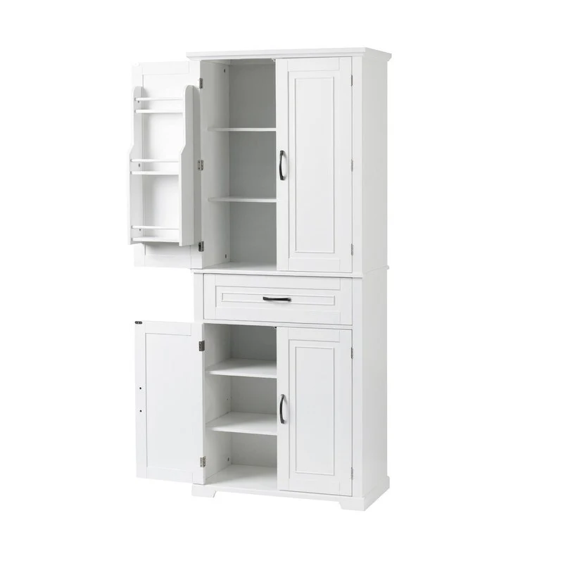 Bathroom Floor Cabinet, Freestanding Storage Cabinet with Doors and Drawer, Kitchen Cupboard with Adjustable Shelf