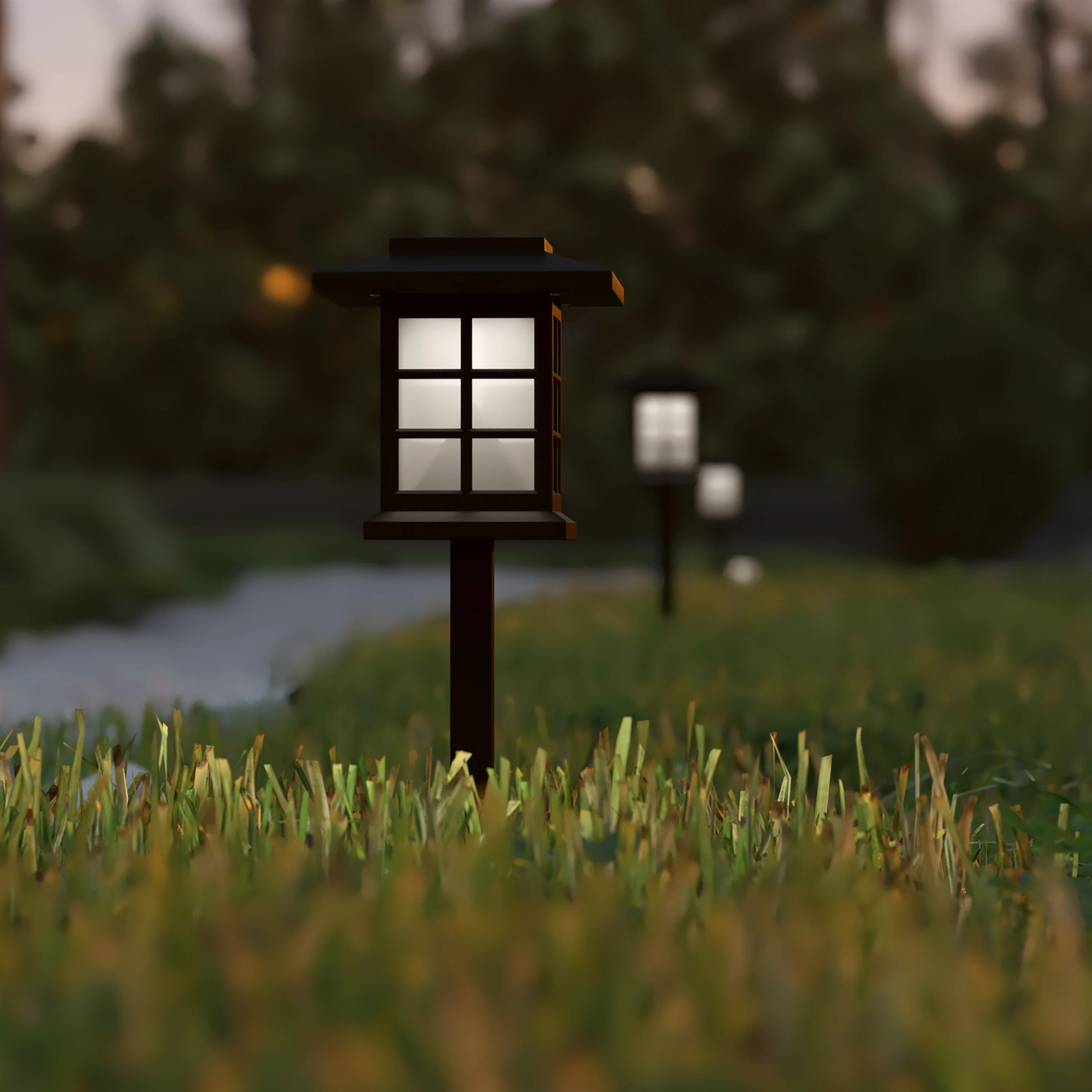 All - Weather Lantern Design Solar Powered LED Landscape Lights - Set of 8