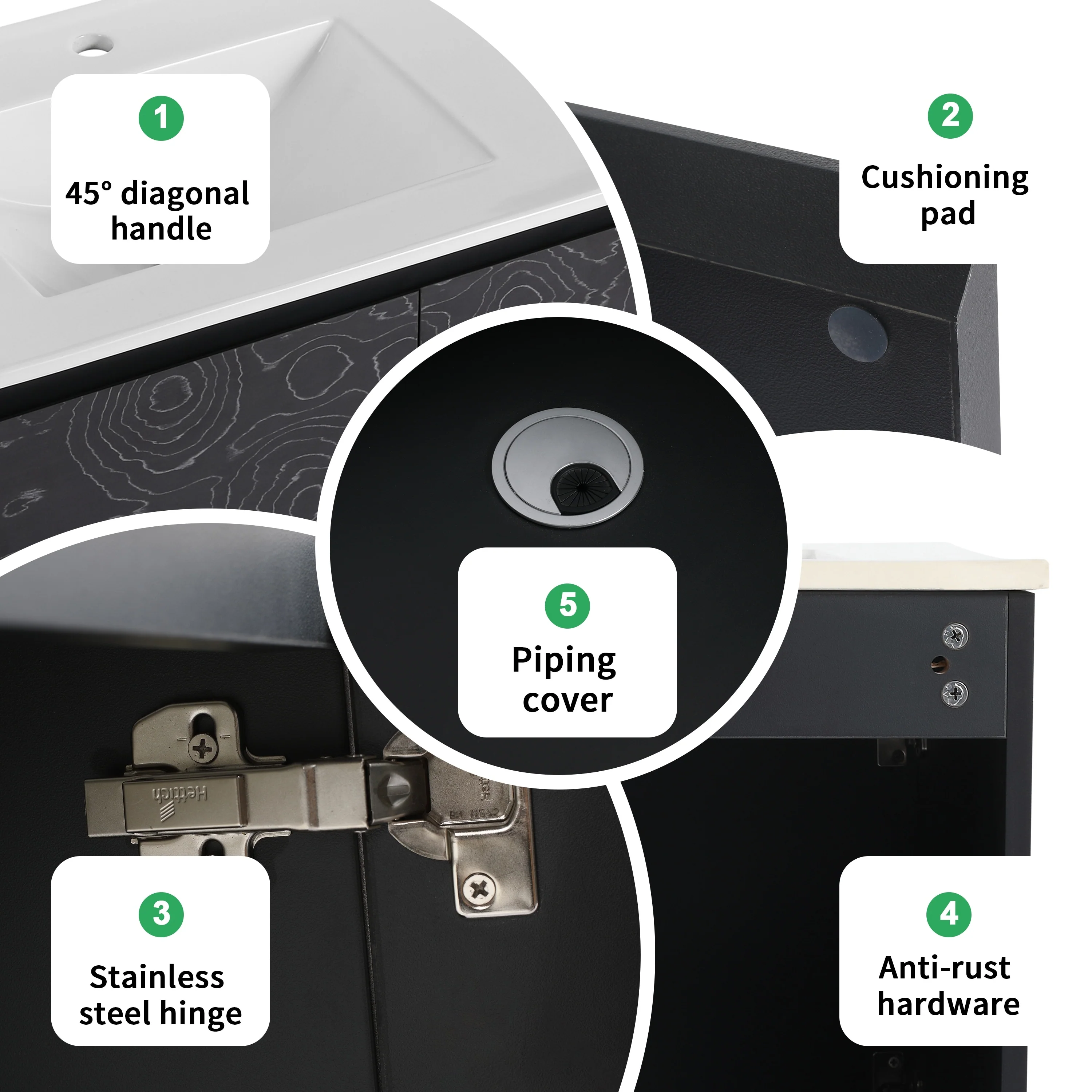 BNK 24/30/48 Inch Double Sink Bathroom Vanity with Soft Close Door