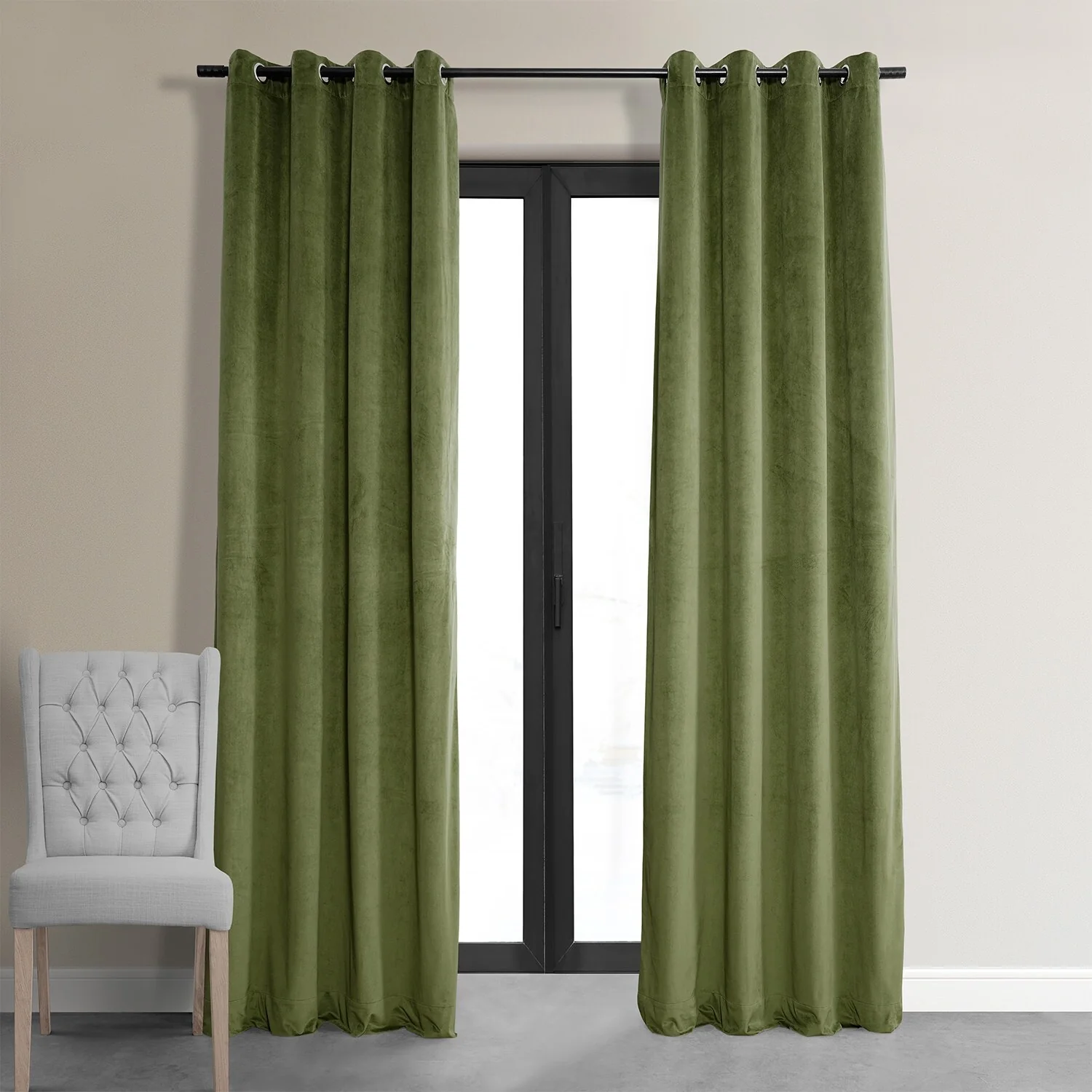 Exclusive Fabrics Signature Grommet Velvet Blackout Curtain (1 Panel)