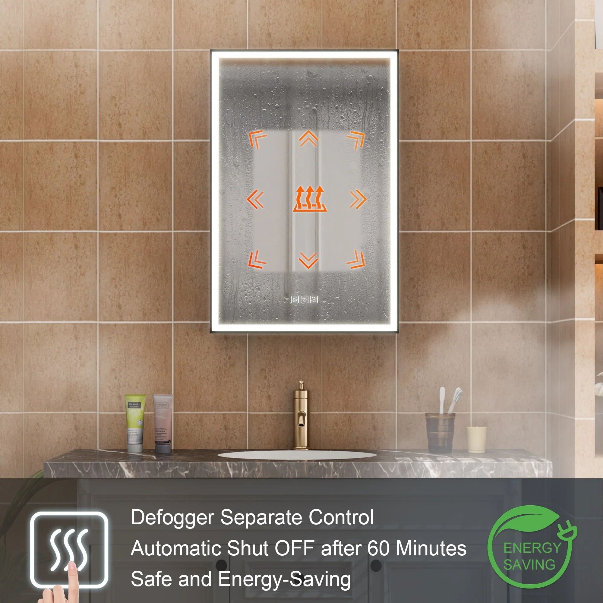 30'' H Recessed Or Surface Wall Mounted LED Mirror Cabinet With Mirror And Adjustable Shelves,Black Frame