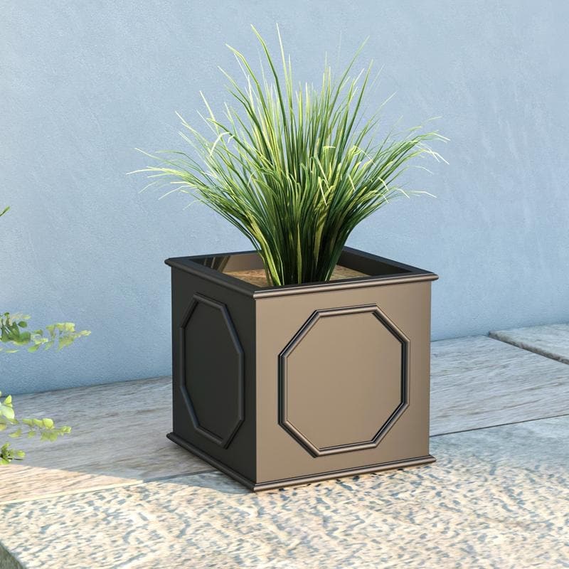 Sprout Modern Fiberstone and MgO Clay Square Planter Pot with Drainage for Home Garden Yard Patio Porch Office Decor
