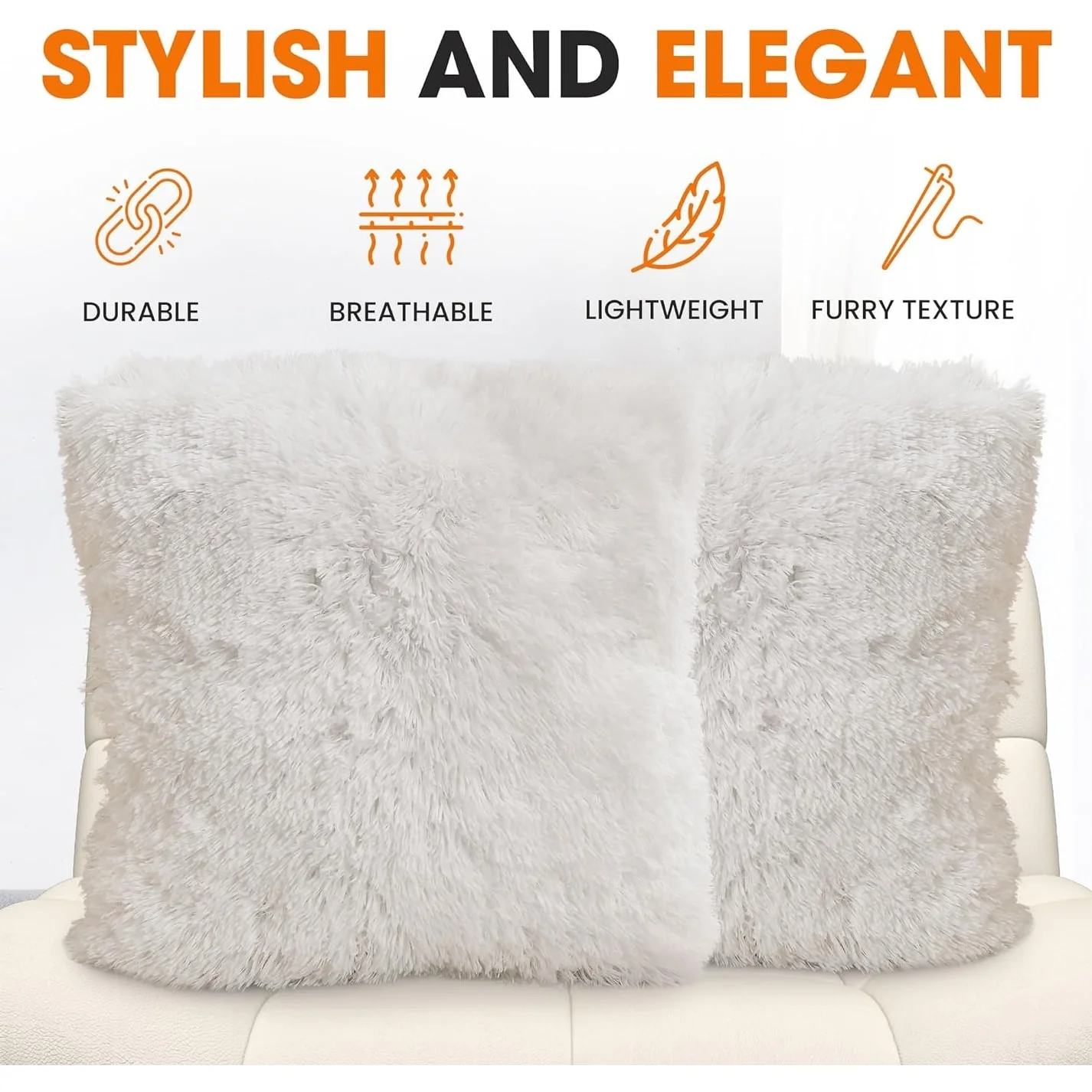 Cheer Collection Shaggy Long Hair Throw Pillows (Set of 2)