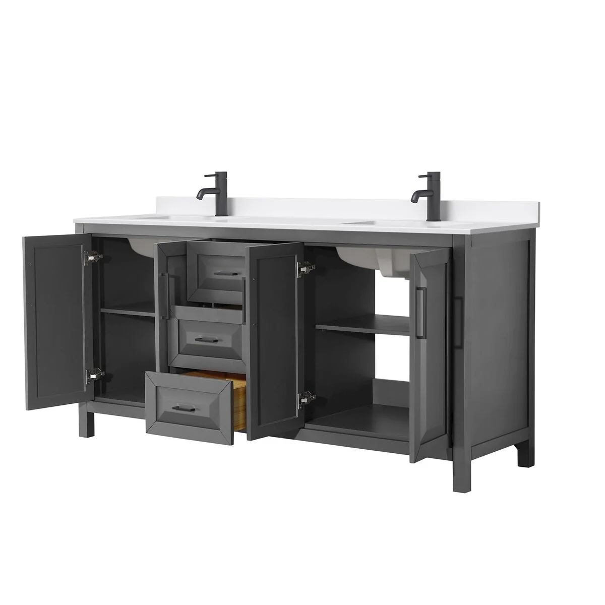 Daria 72-inch Double Vanity, Single Hole Quartz Top
