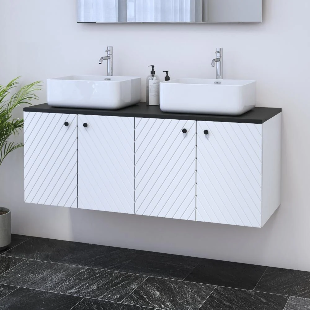 Avela 4D 120 Double Sink Floating Bathroom Vanity (48