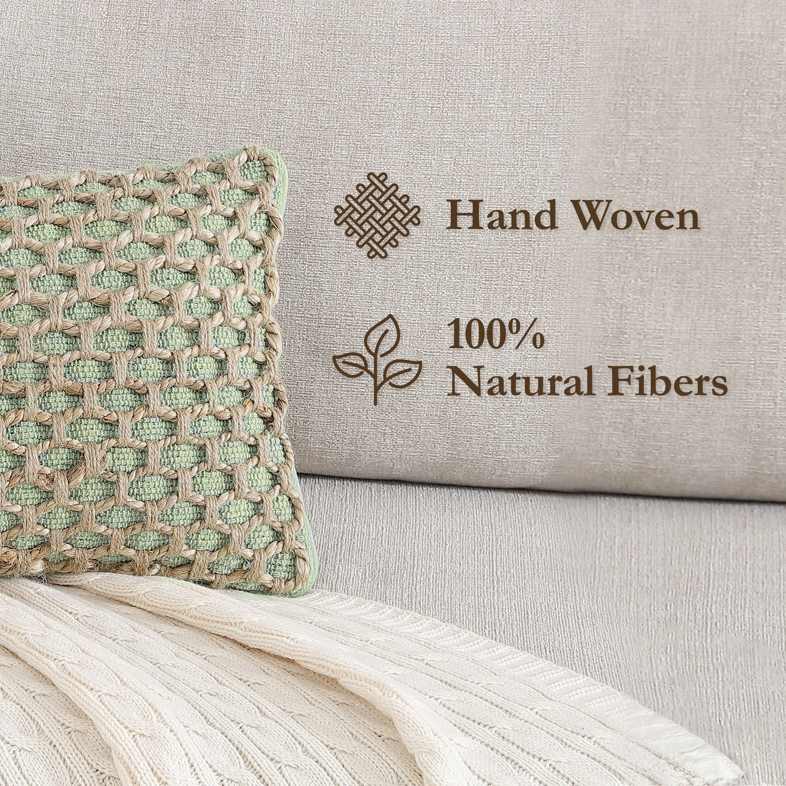 Boho Living Jada Braided Cotton/Jute Throw Pillow Covers