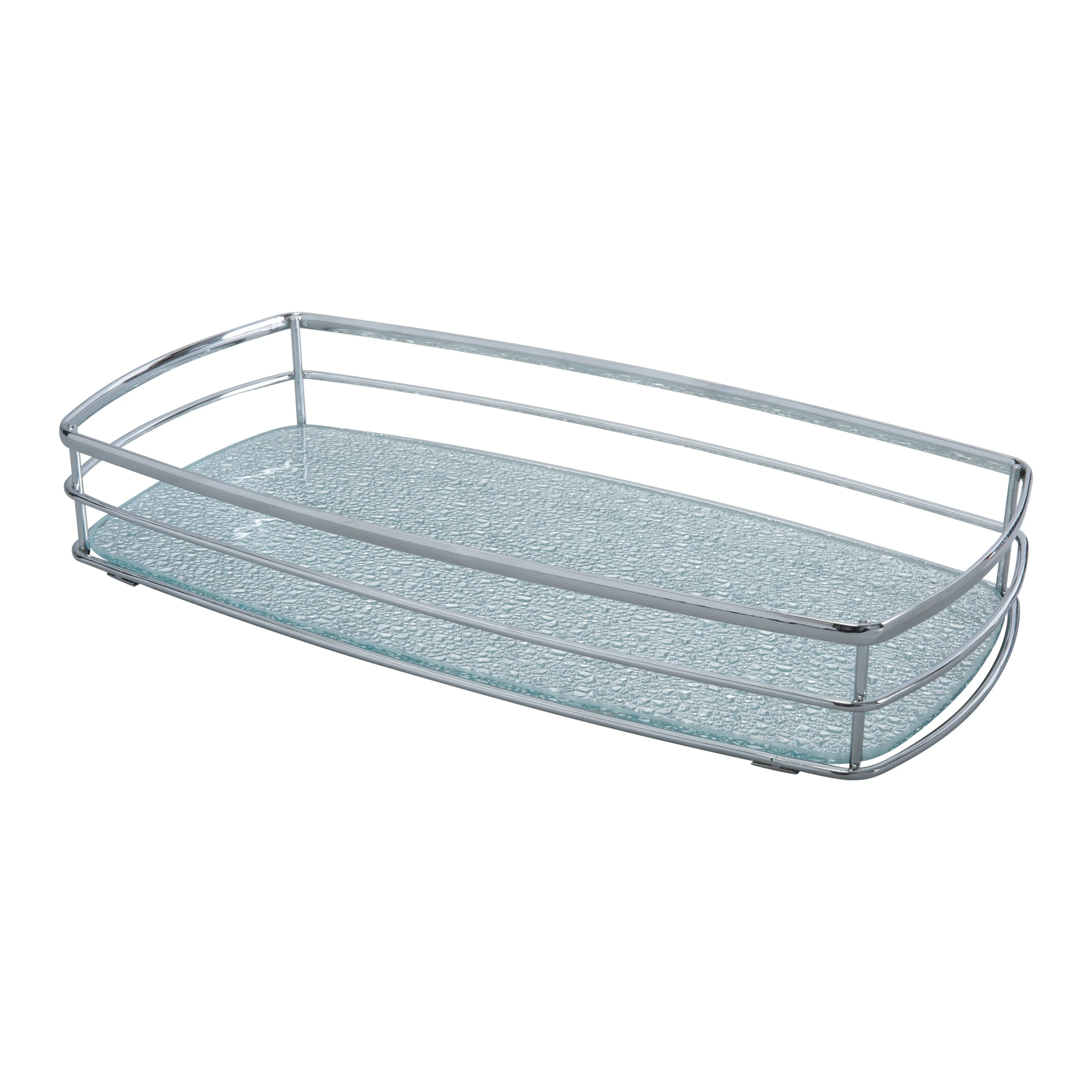 Elle Décor Hammered Mirror Vanity Tray - Chrome - 14