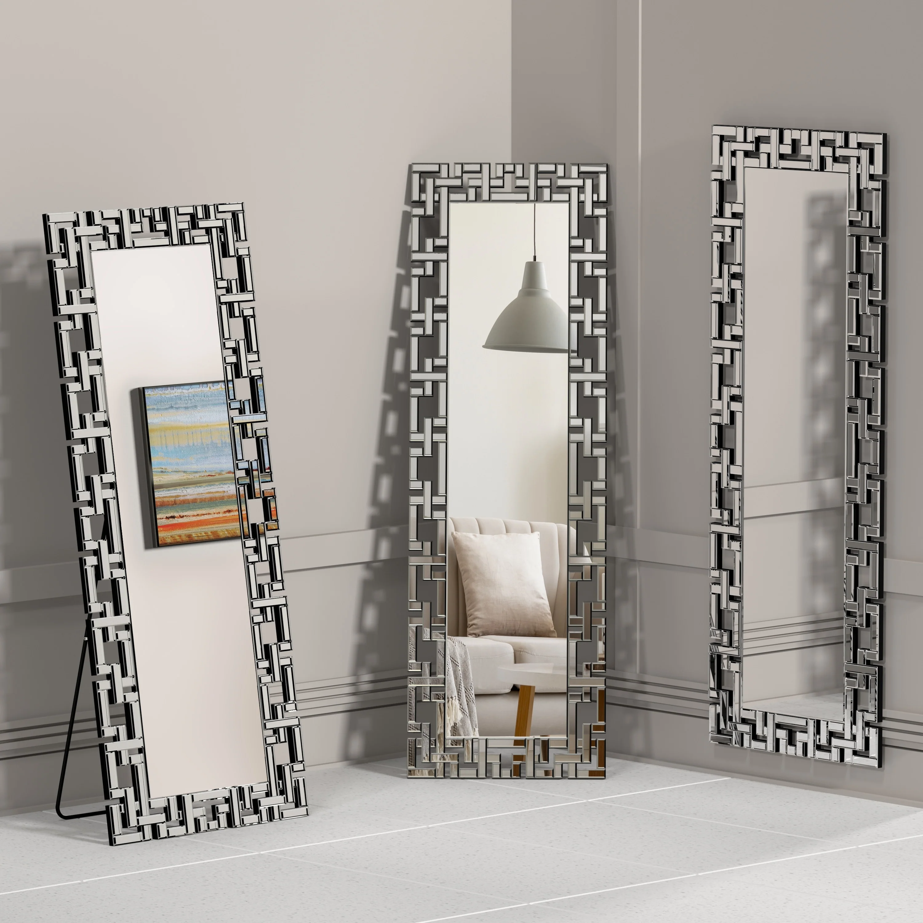 KOHROS Venetian Large Rectangle Decorative Floor Wall Mirror - 21.7*65.0*0.9