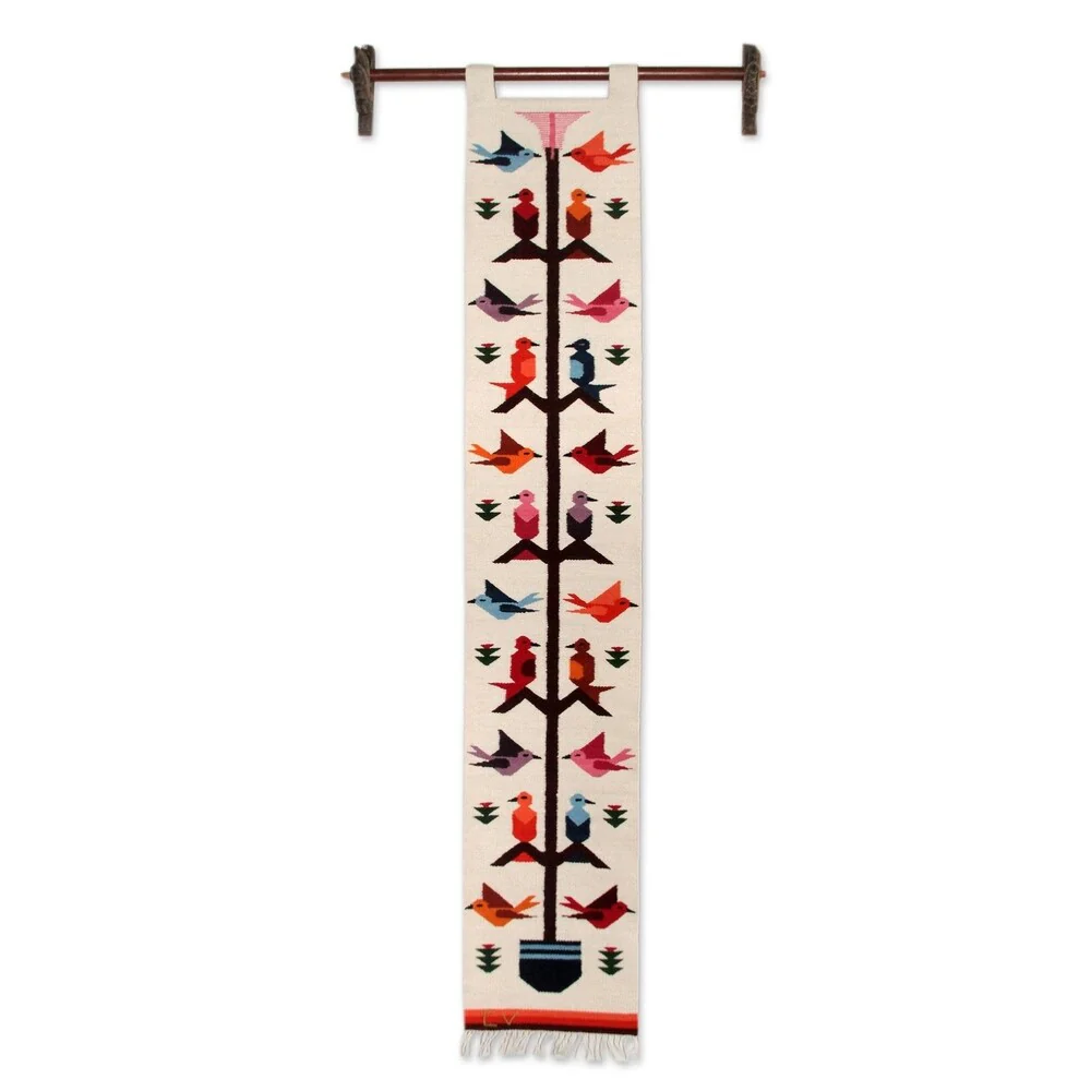 Handmade Swallows Come Home Wool tapestry (Peru)