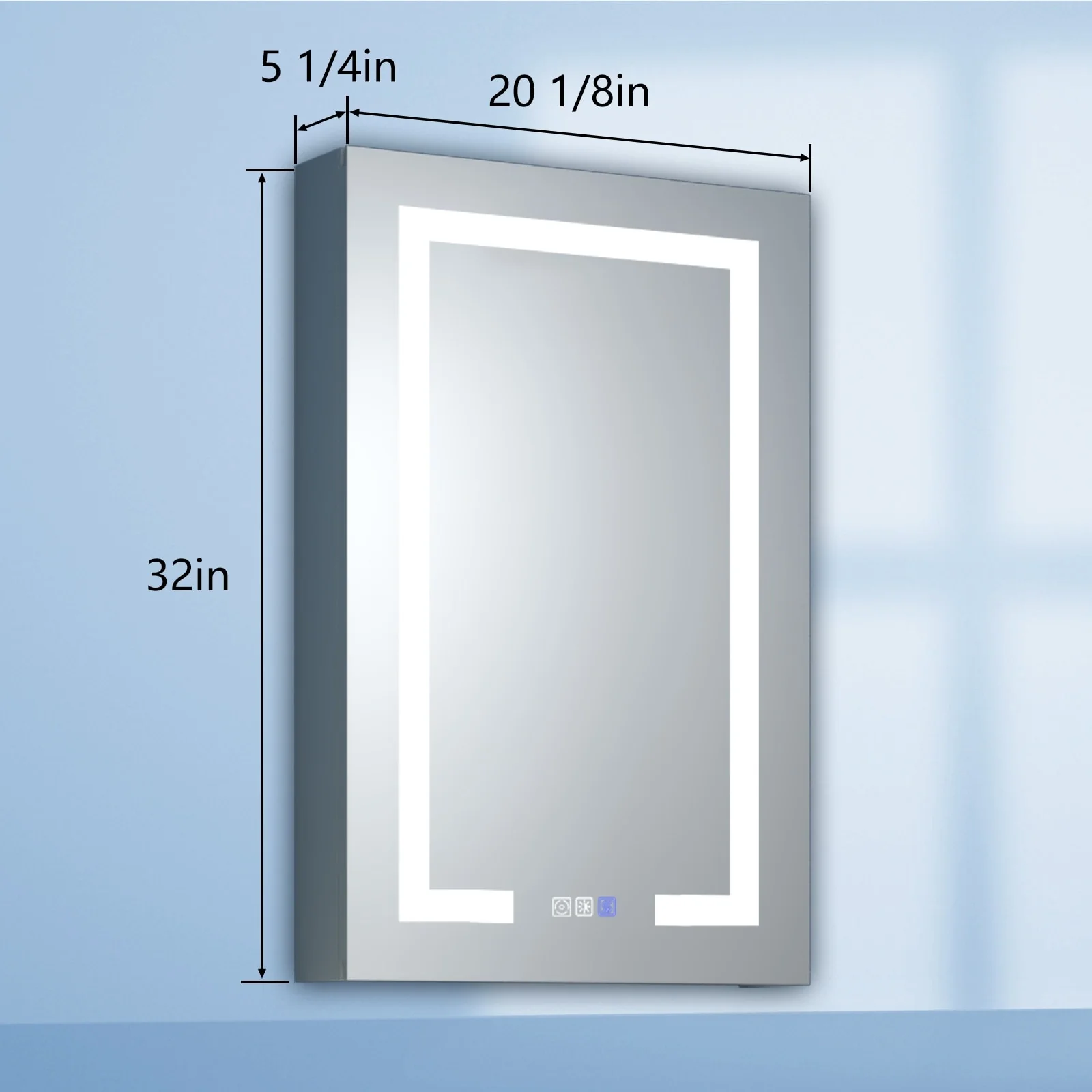 ExBrite 3 Touch Switch LED Lighted Bathroom Medicine Cabinet with Mirror, Recessed or Surface Mount, Defog, Stepless Dimming