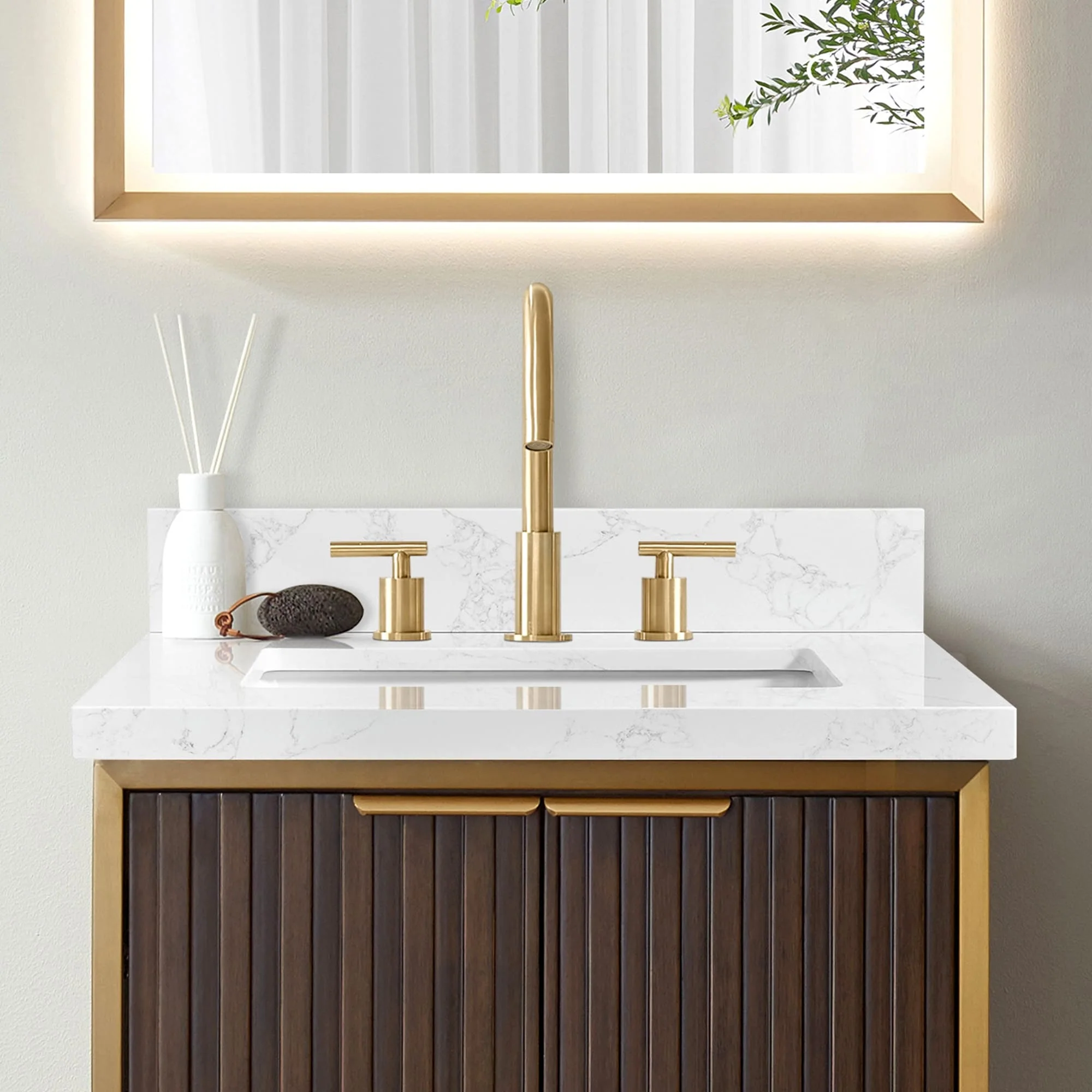 Jaen Composite Stone Vanity Top with White Rectangular Sink