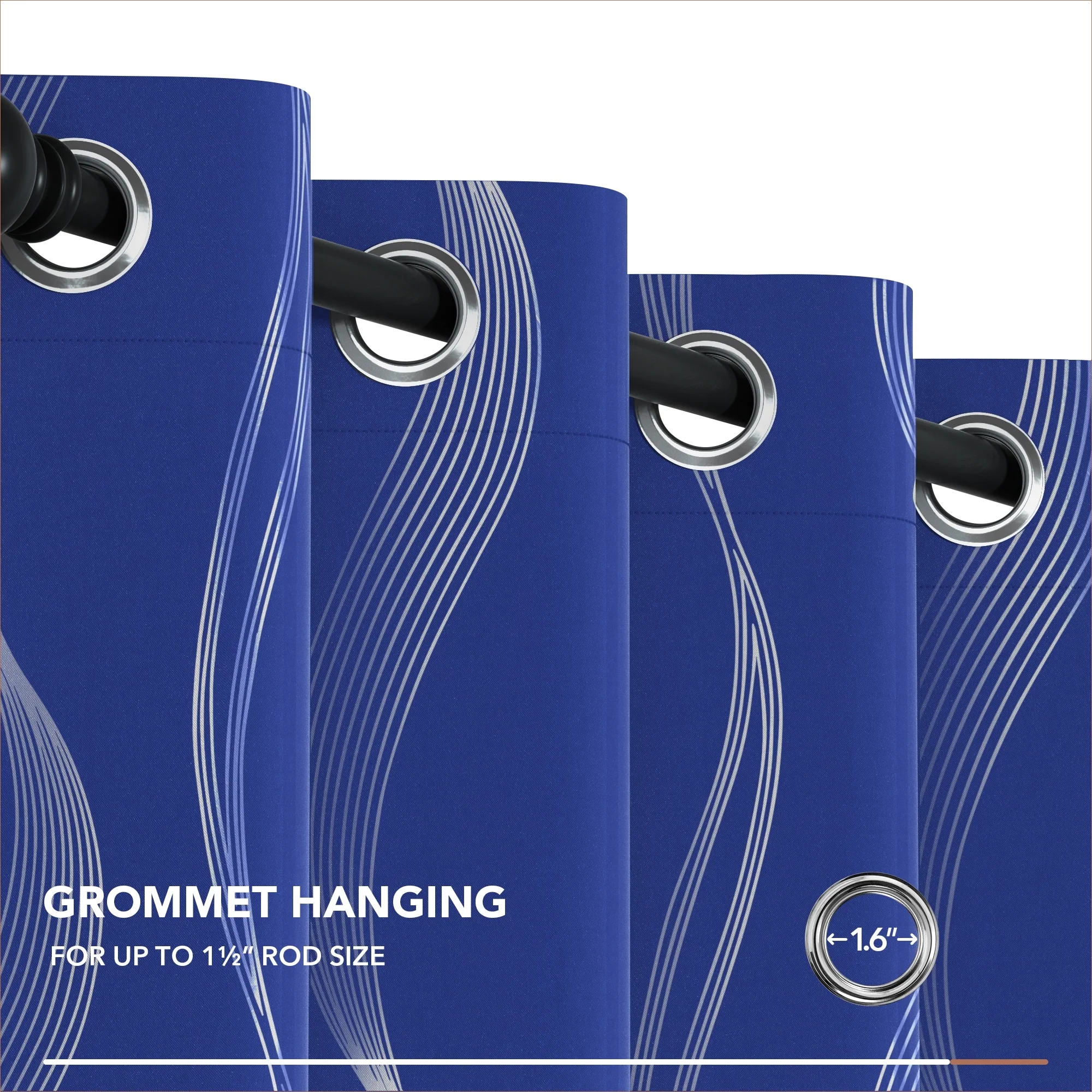 Deconovo Silver Wave 52 Width Curtain Panel Pair (2 Panel)