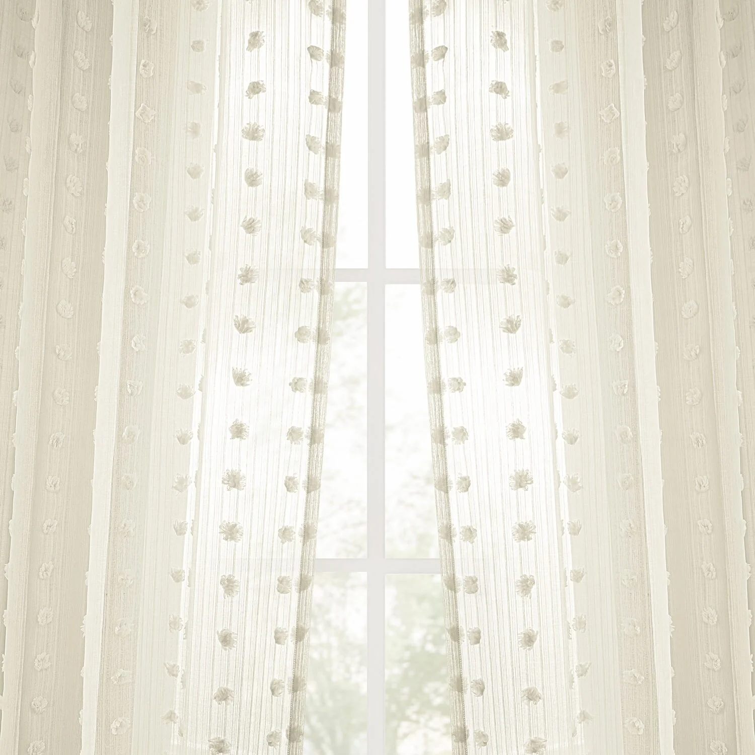 Exclusive Fabrics Strasbourg Dot Patterned Faux Linen Sheer Curtain (1 Panel)