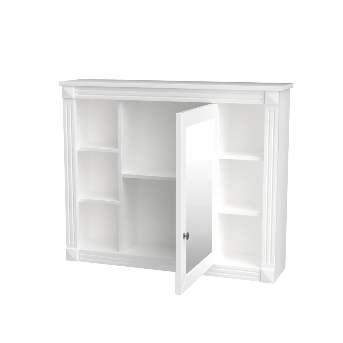 Wall Mounted Bathroom Storage Cabinet,Wall Cabinet with Mirror,Mirror Cabinet with 6 Open Shelves(Not Include Bathroom Vanity )