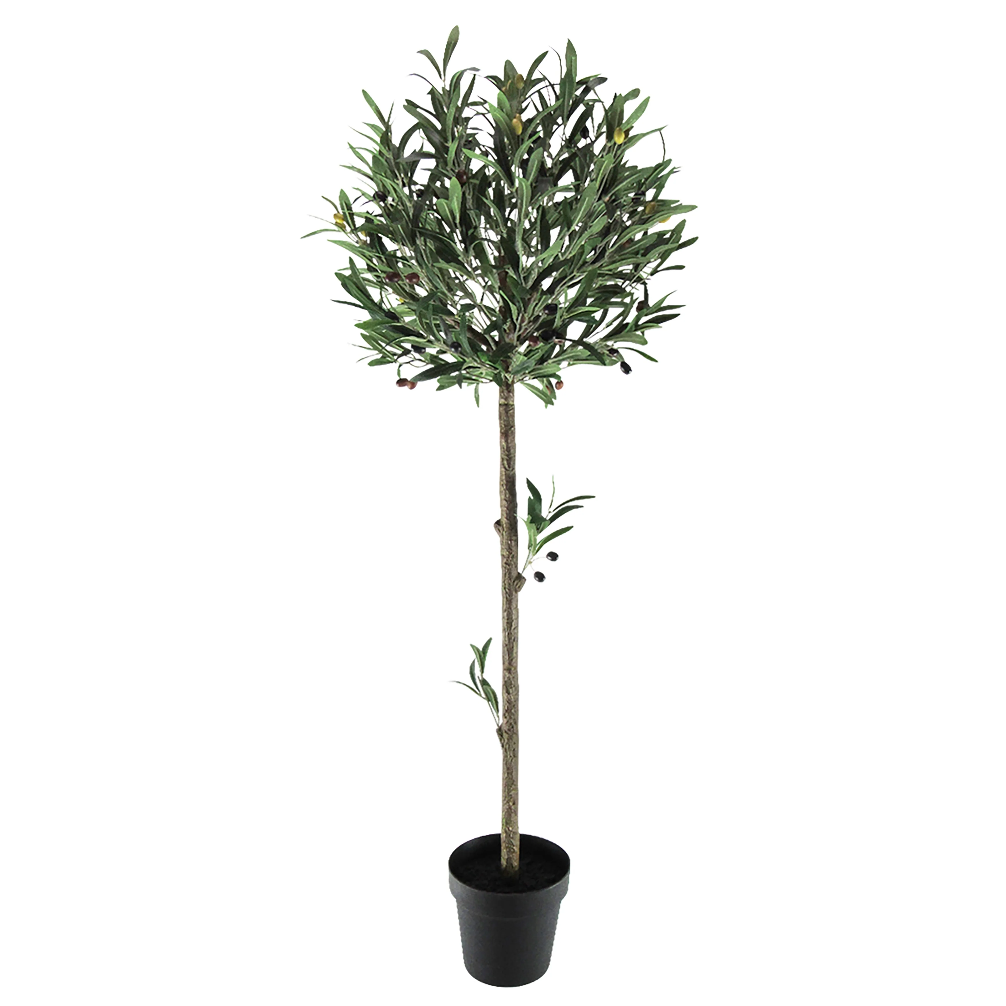 4ft Artificial Olive Tree Topiary Plant in Black Pot - 48