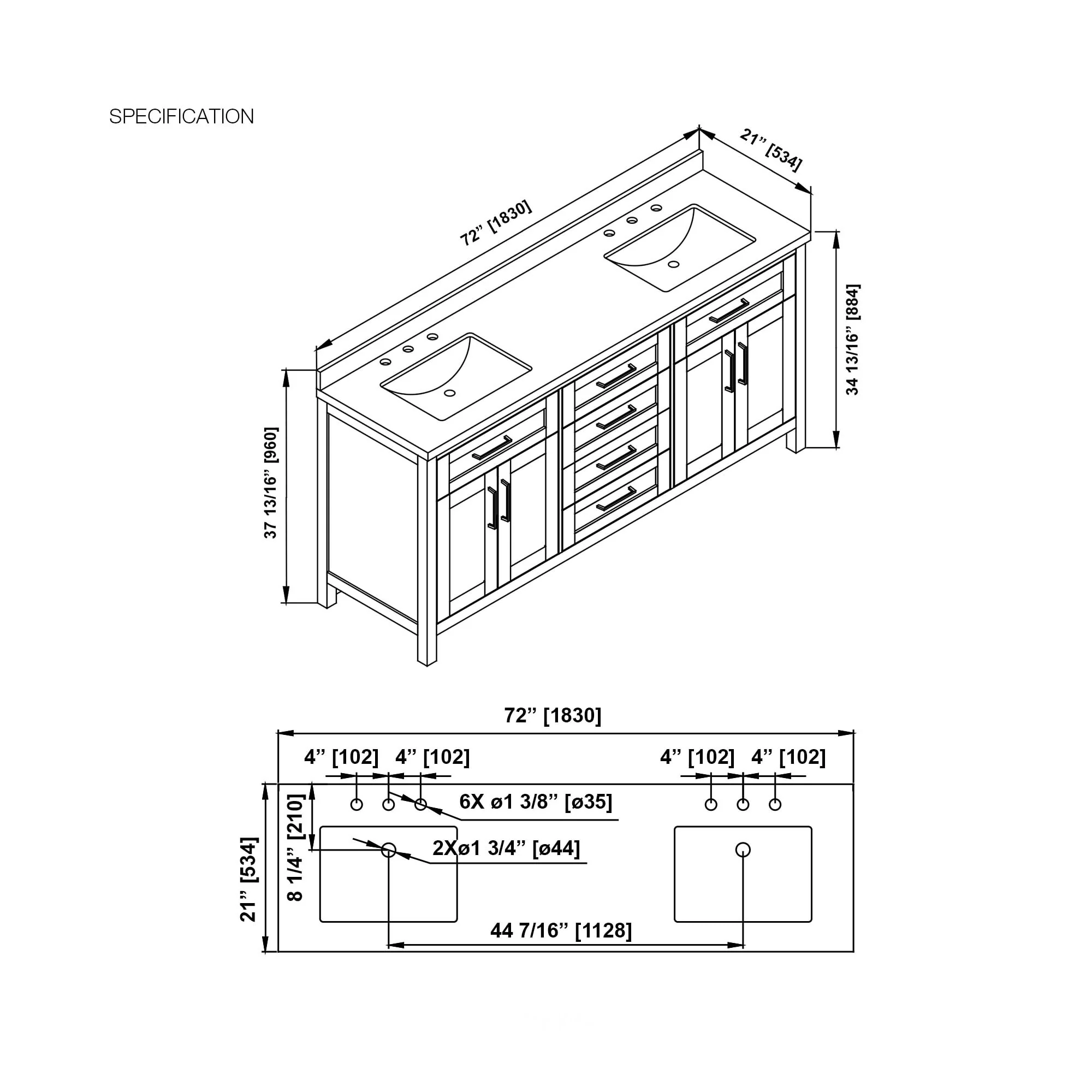 OVE Decors Tahoe 72 White Vanity