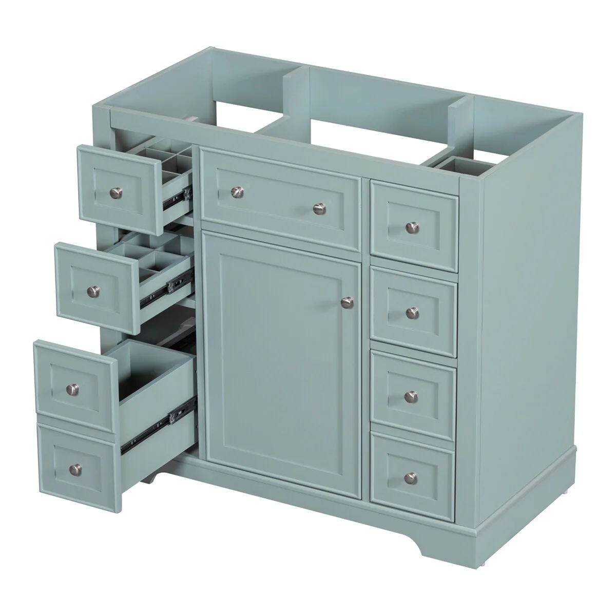 Bathroom Vanity without Sink,Cabinet Base Only,One Cabinet&Six Drawers