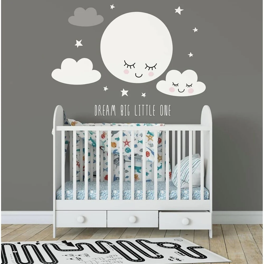 Smiling Cloud and Moon Wall Decal