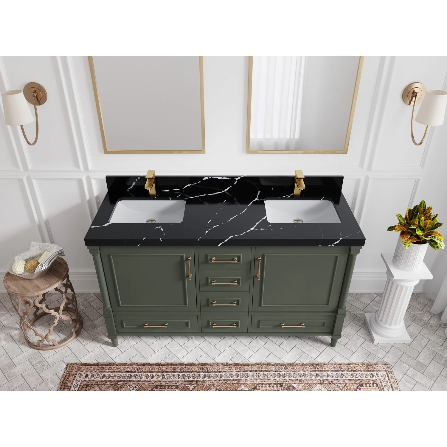 Willow Collections 60 in. W x 22 in. D Aberdeen Double Sink Bathroom Vanity with Countertop