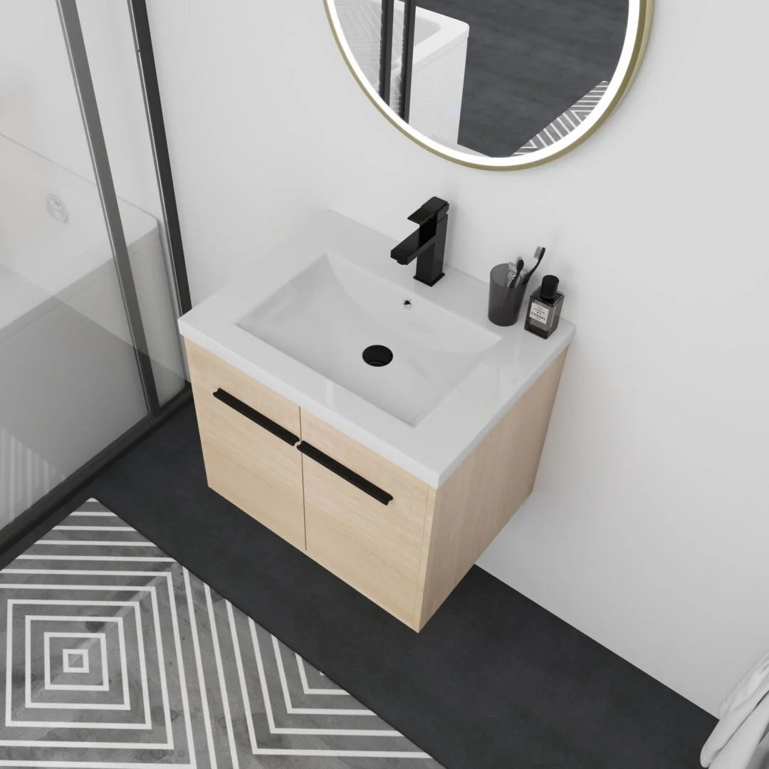 24-inch Bathroom Vanity with resin Countertop Sink 2 Doors Bathroom Cabinet Set
