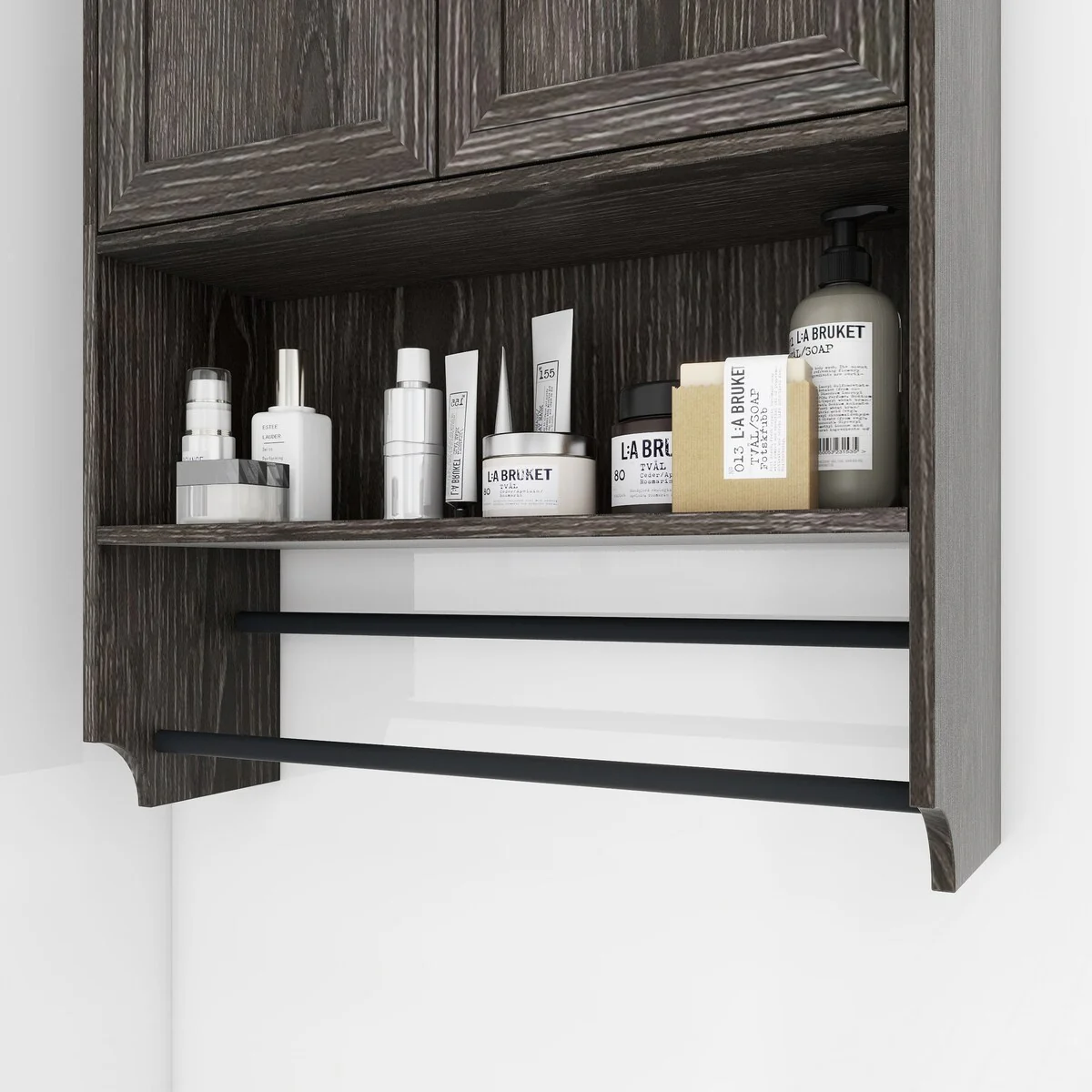 Bathroom Wall Cabinet with Doors,Adjustable Shelf,Towel Bar and Paper Holder,Over The Toilet Storage Cabinet,Medicine Cabinet
