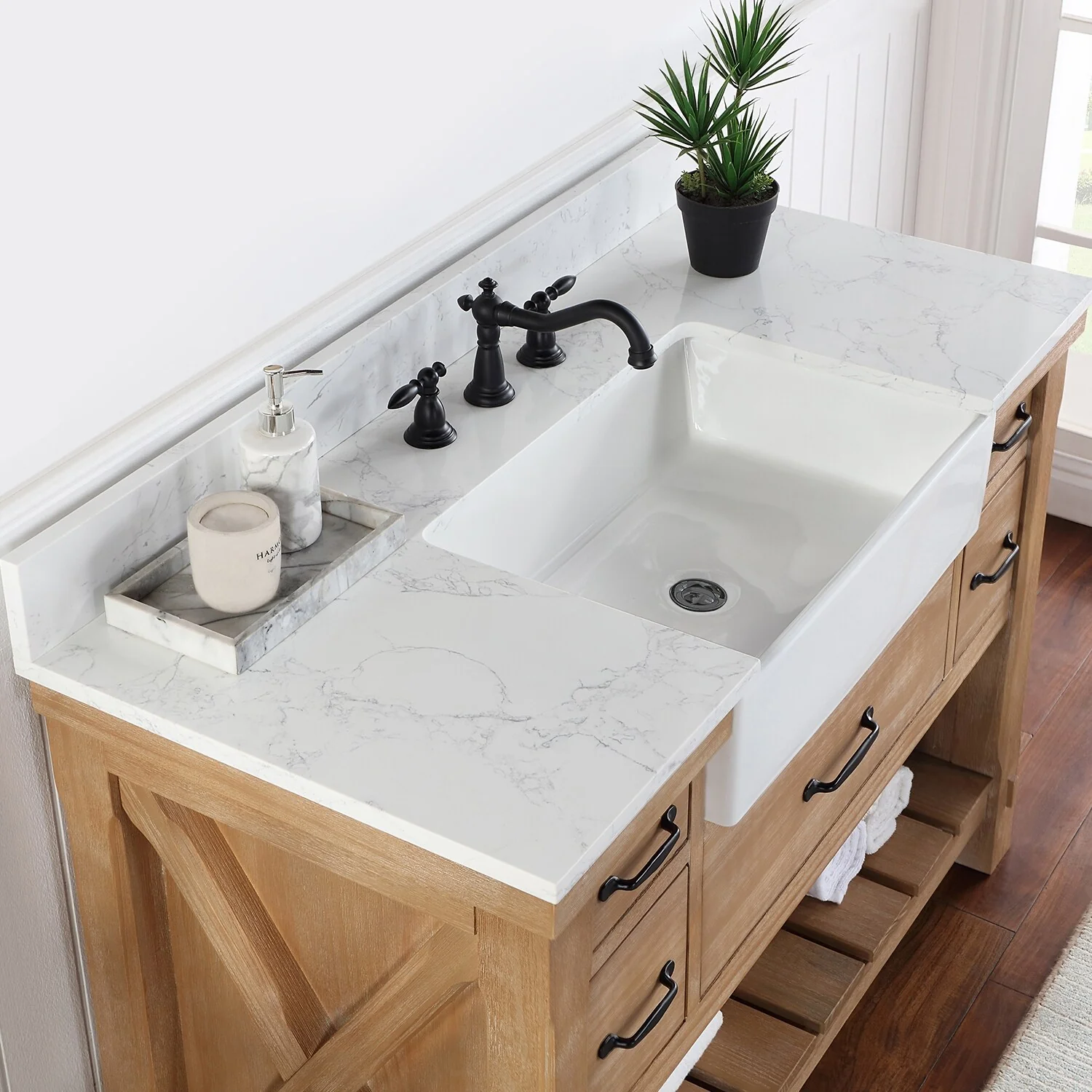 Villareal Bath Vanity with Composite Stone Top without Mirror