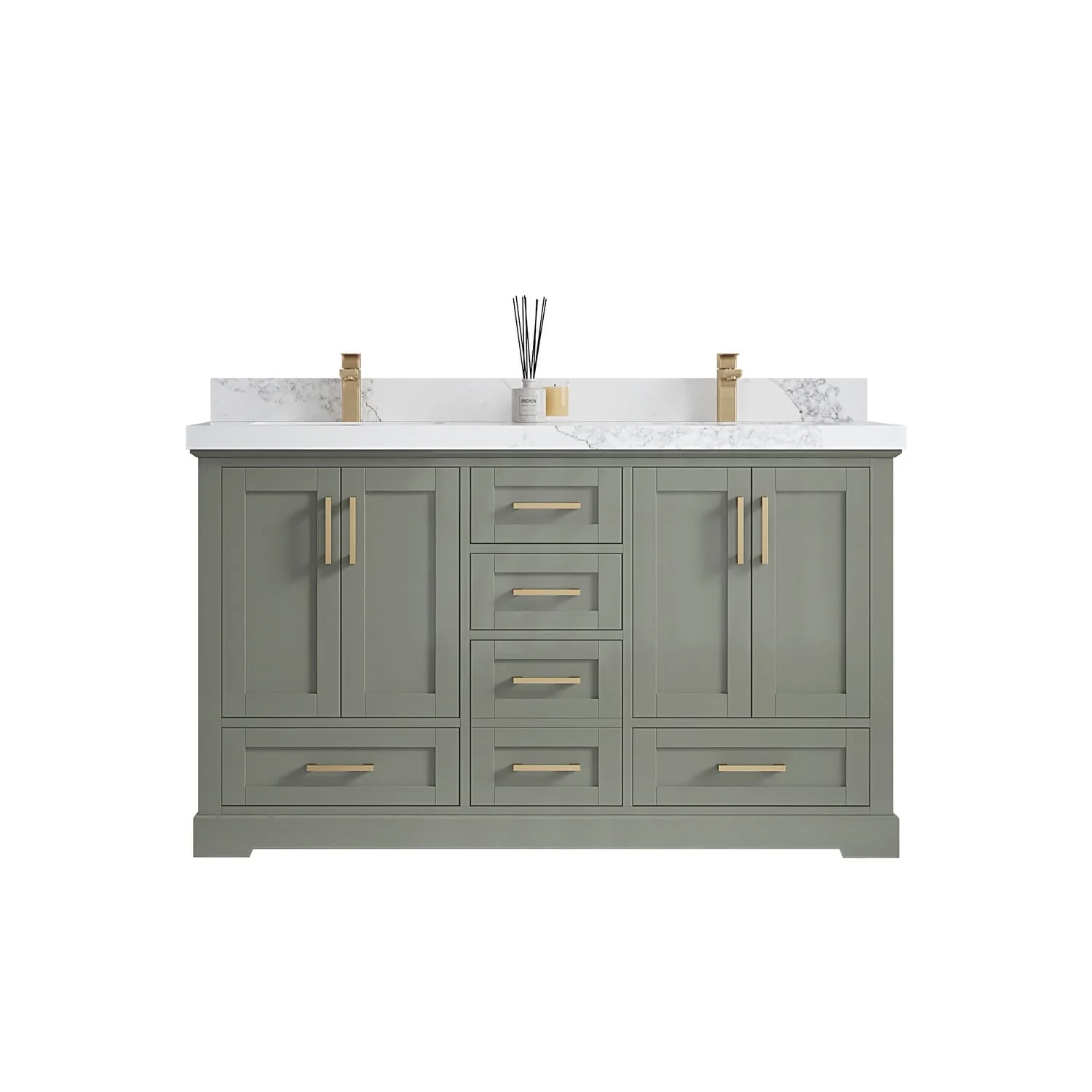 Willow Collection 60 in W x 22 in D x 36 in H Boston Double Bowl Sink Bathroom Vanity with Countertop