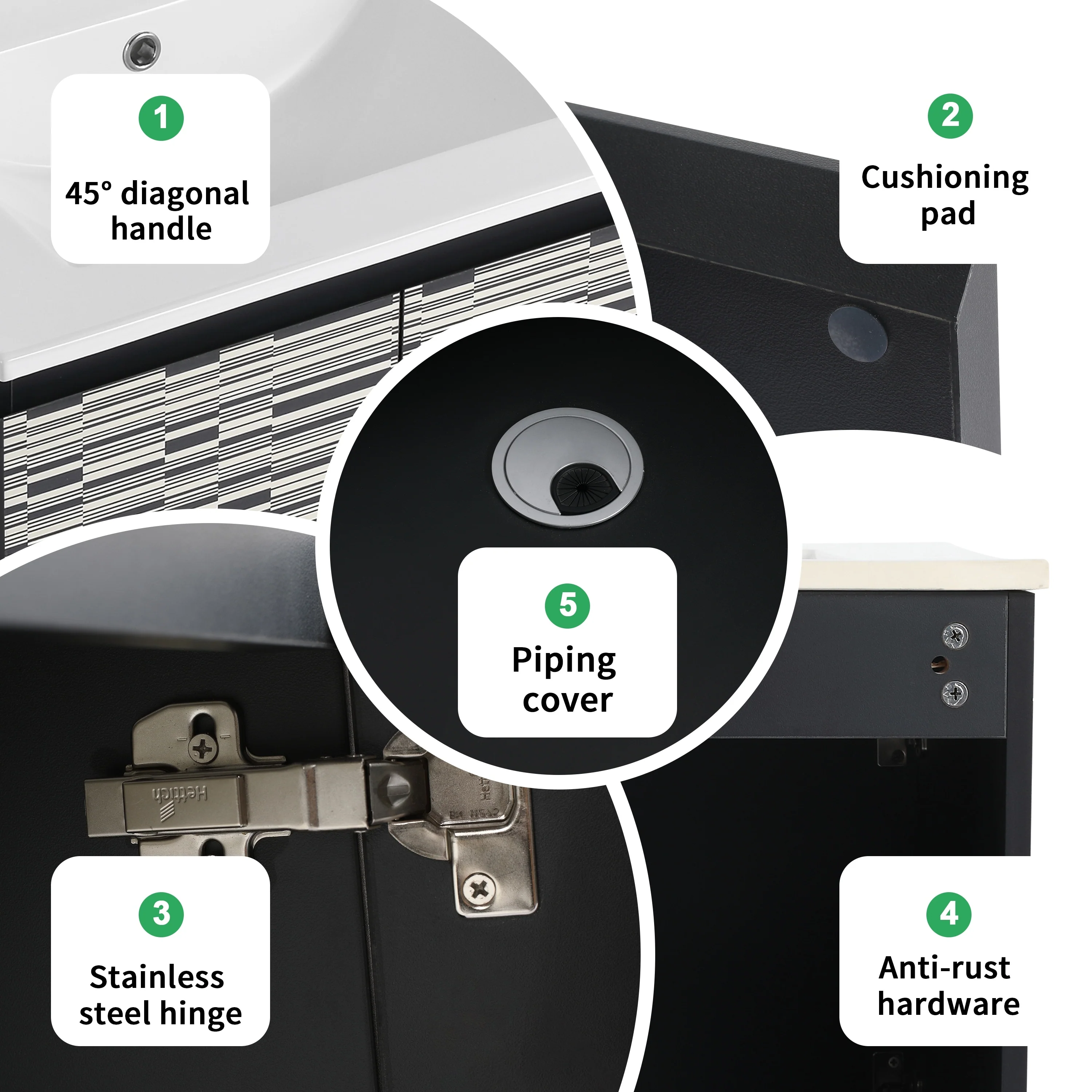 BNK 24/30/48 Inch Double Sink Bathroom Vanity with Soft Close Door