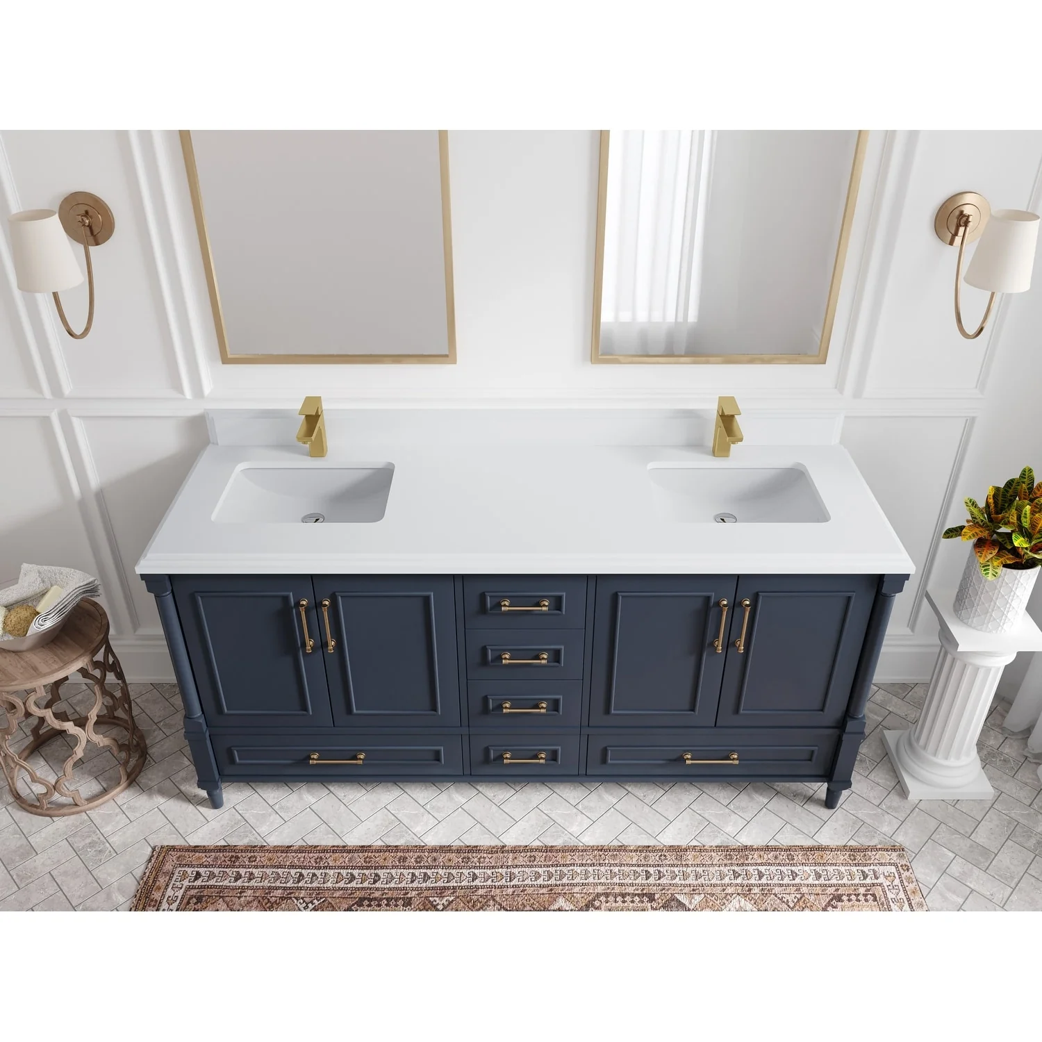 Willow Collections 72 in. W x 22 in. D Aberdeen Double Sink Bathroom Vanity with Countertops