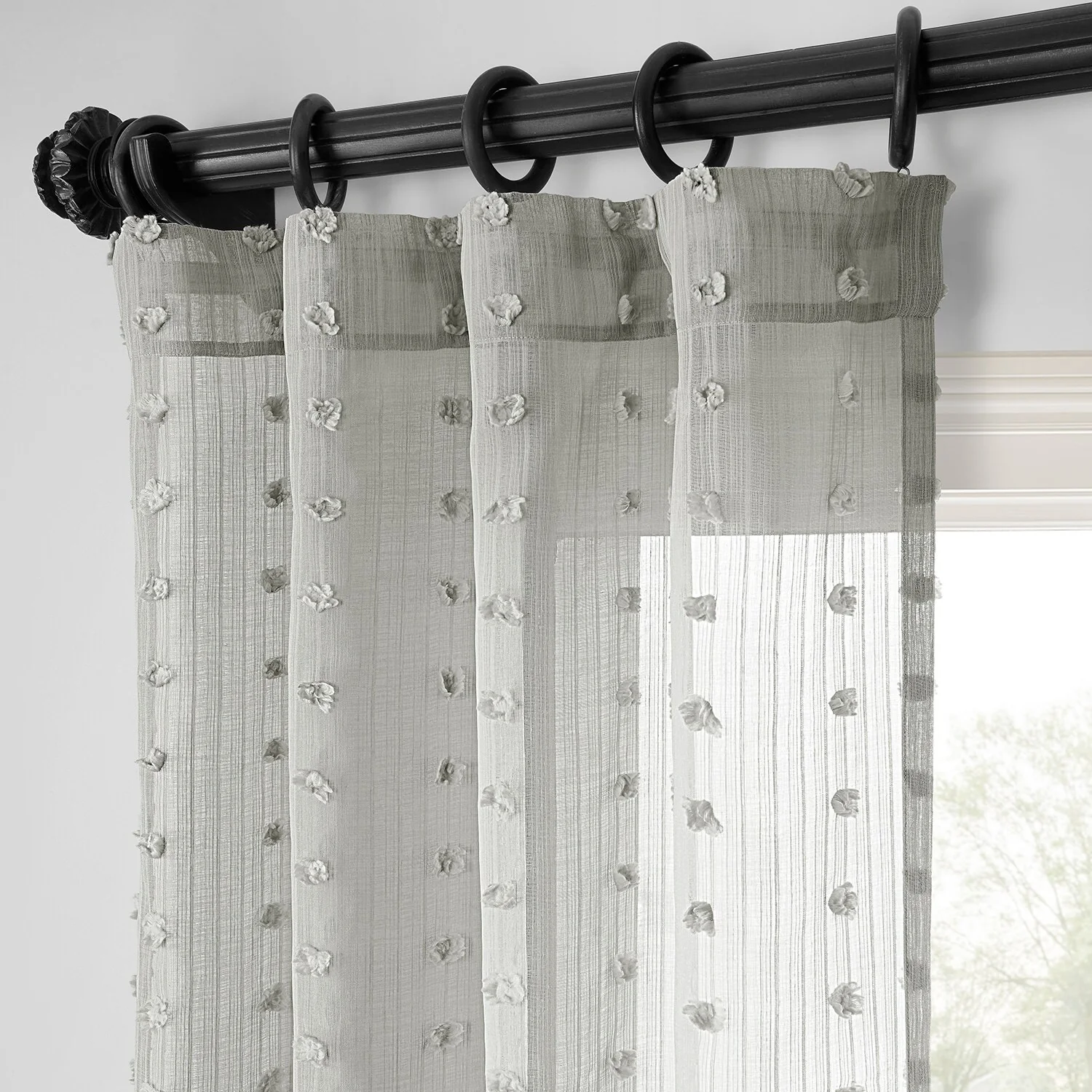 Exclusive Fabrics Strasbourg Dot Patterned Faux Linen Sheer Curtain (1 Panel)