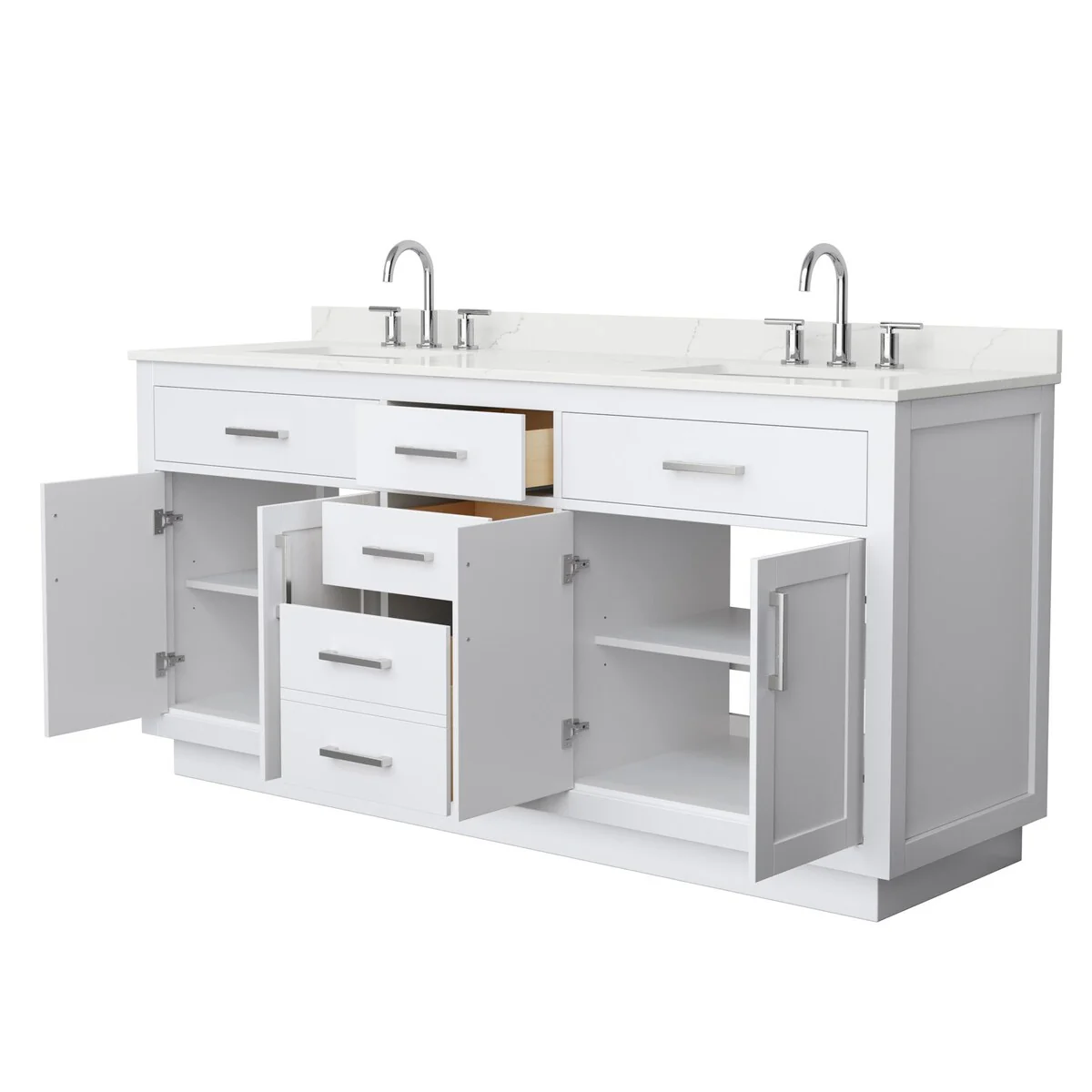 Beckett TK 72-inch Double Vanity, 3 Hole Quartz Top