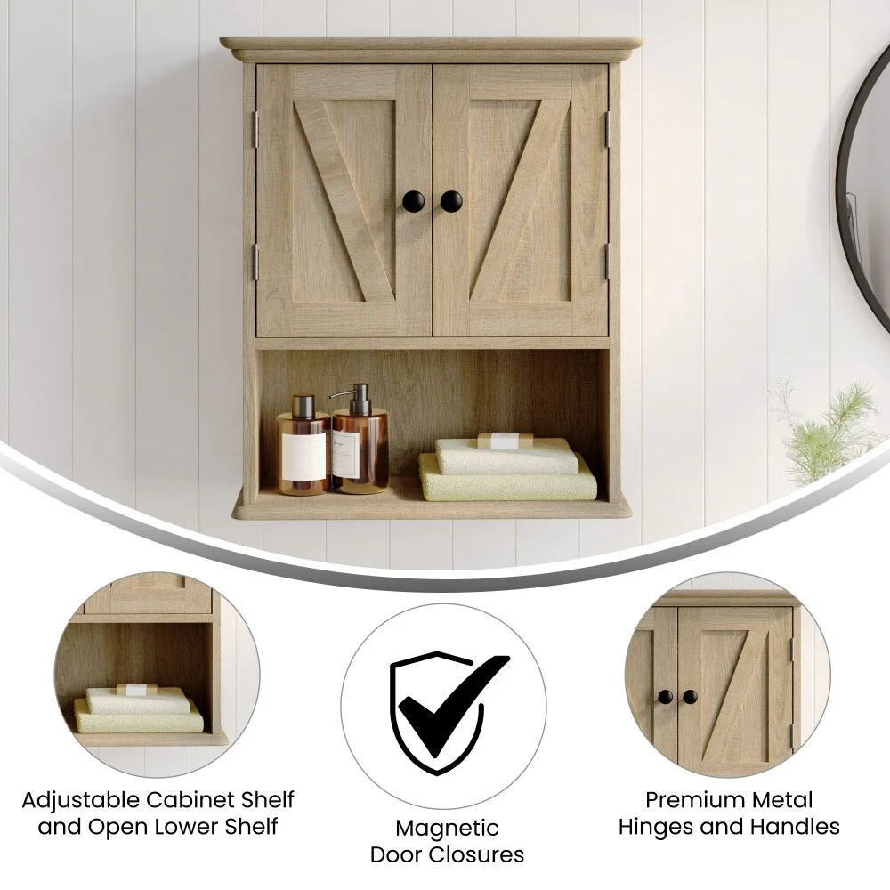 Wall-Mounted Medicine Cabinet Bathroom Storage Organizer with Shelves