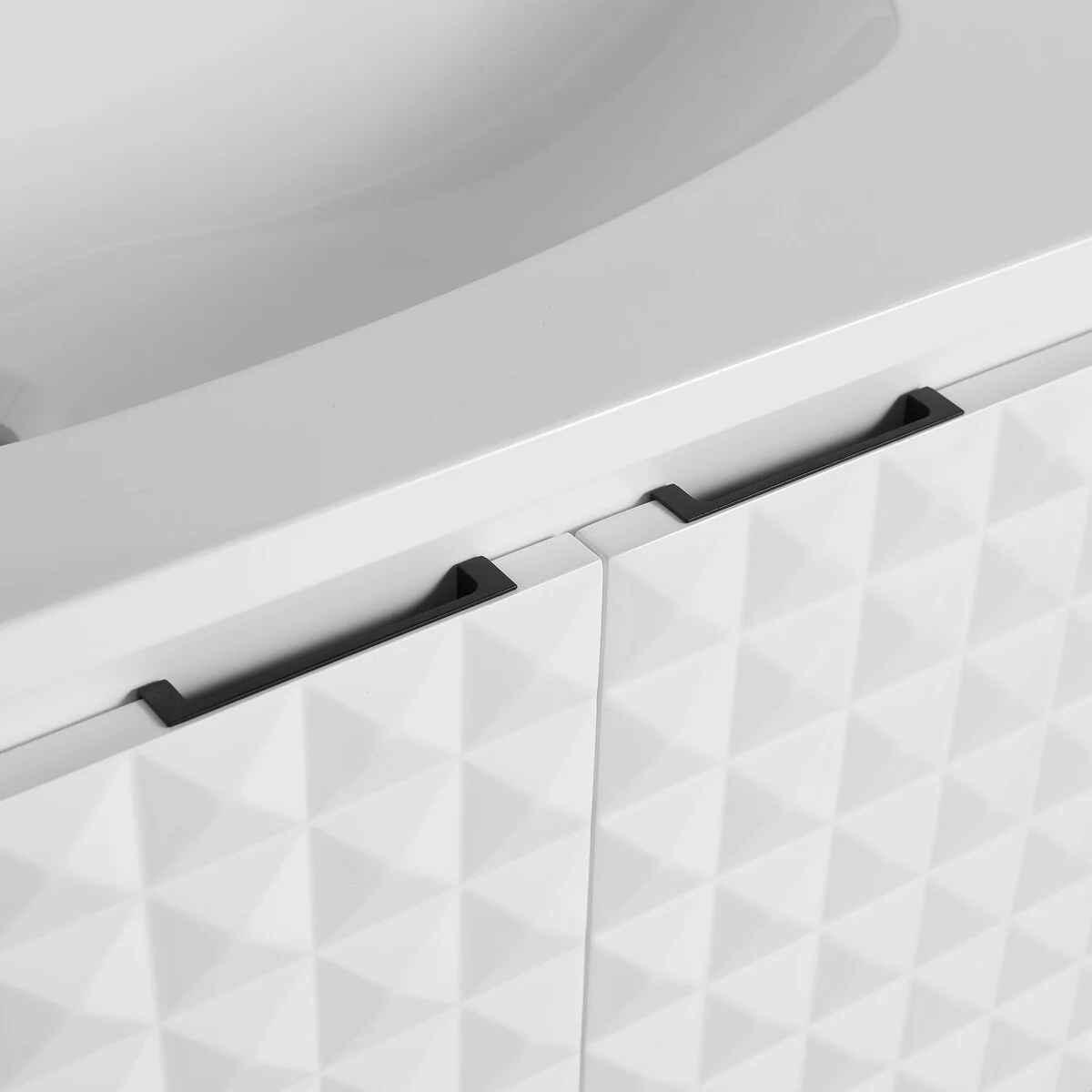 24/ 48 inch Wall Mounted Bathroom Vanity Set in White with Integrated Resin Sink