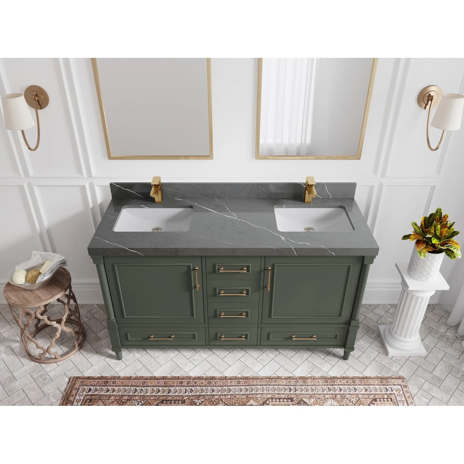 Willow Collections 60 in. W x 22 in. D Aberdeen Double Sink Bathroom Vanity with Countertop