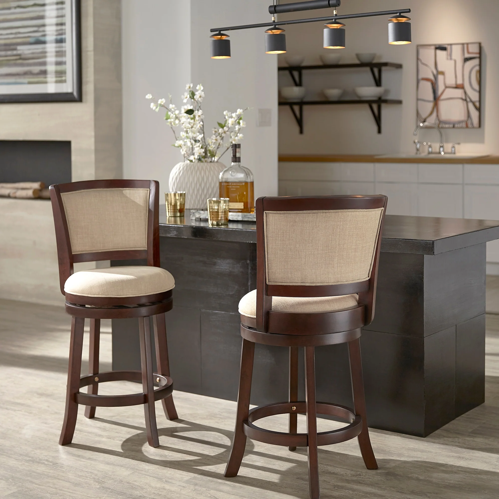 Menas Upholstered Back Swivel Stool by iNSPIRE Q Classic