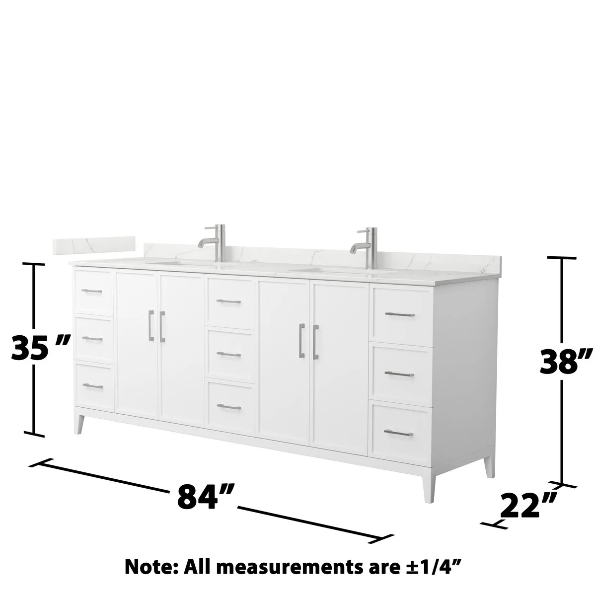 Elan 84-inch Double Vanity, Single Hole Quartz Top