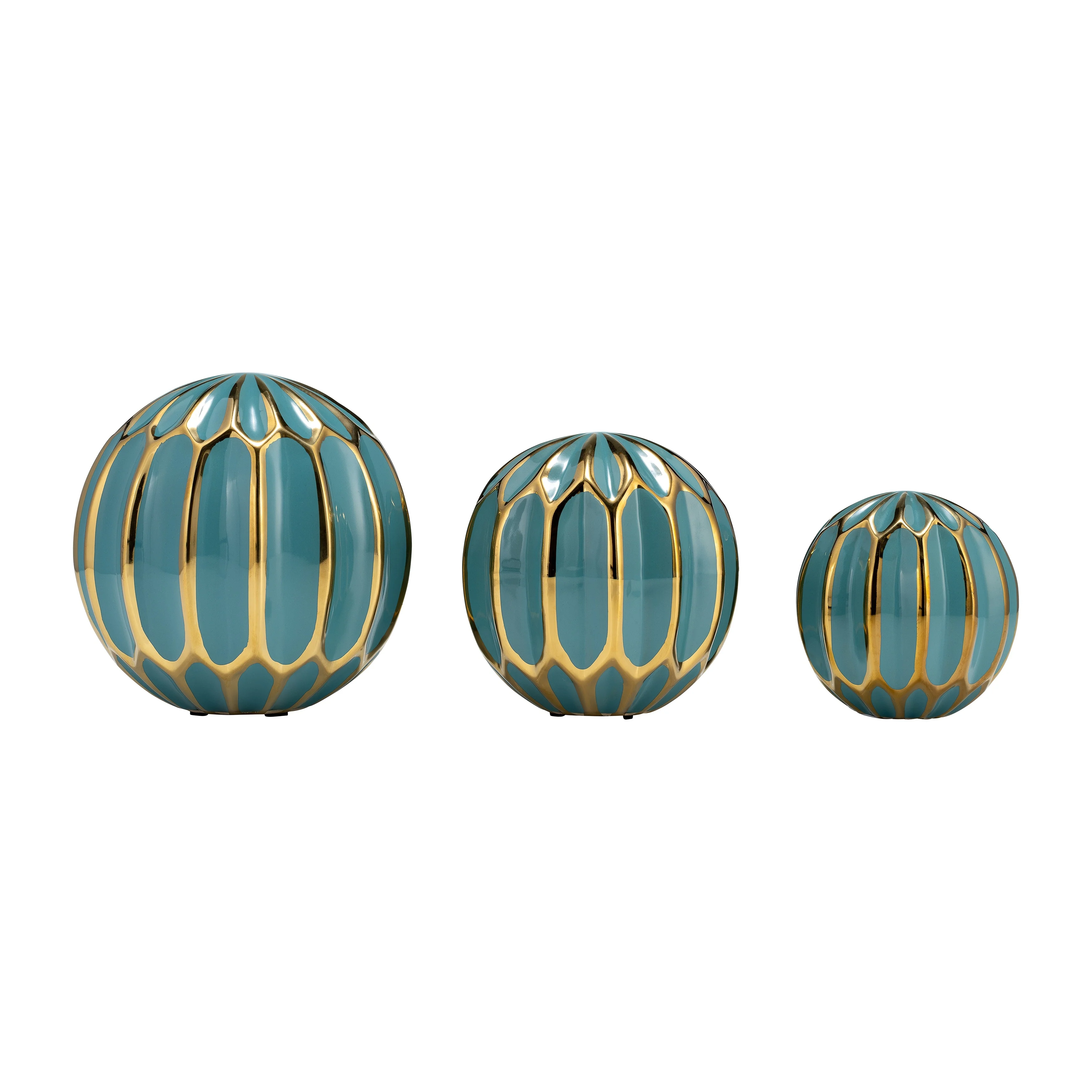 Sagebrook Home Gold Accented Abstract Modern Coastal Decorative Orbs Set of 3